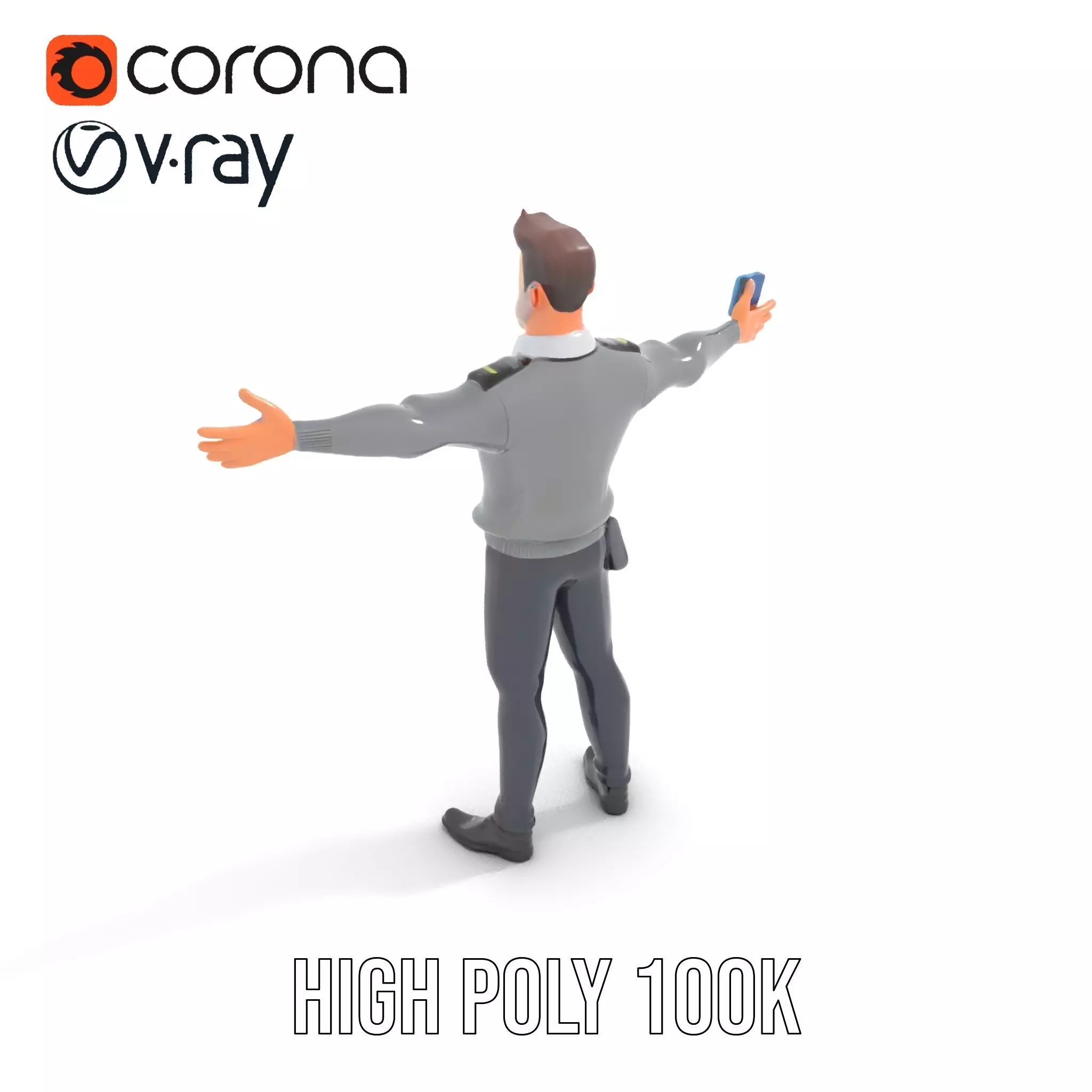 Police Officer Character Model Pack with Uniform and Accessories Low-poly 3D model_20