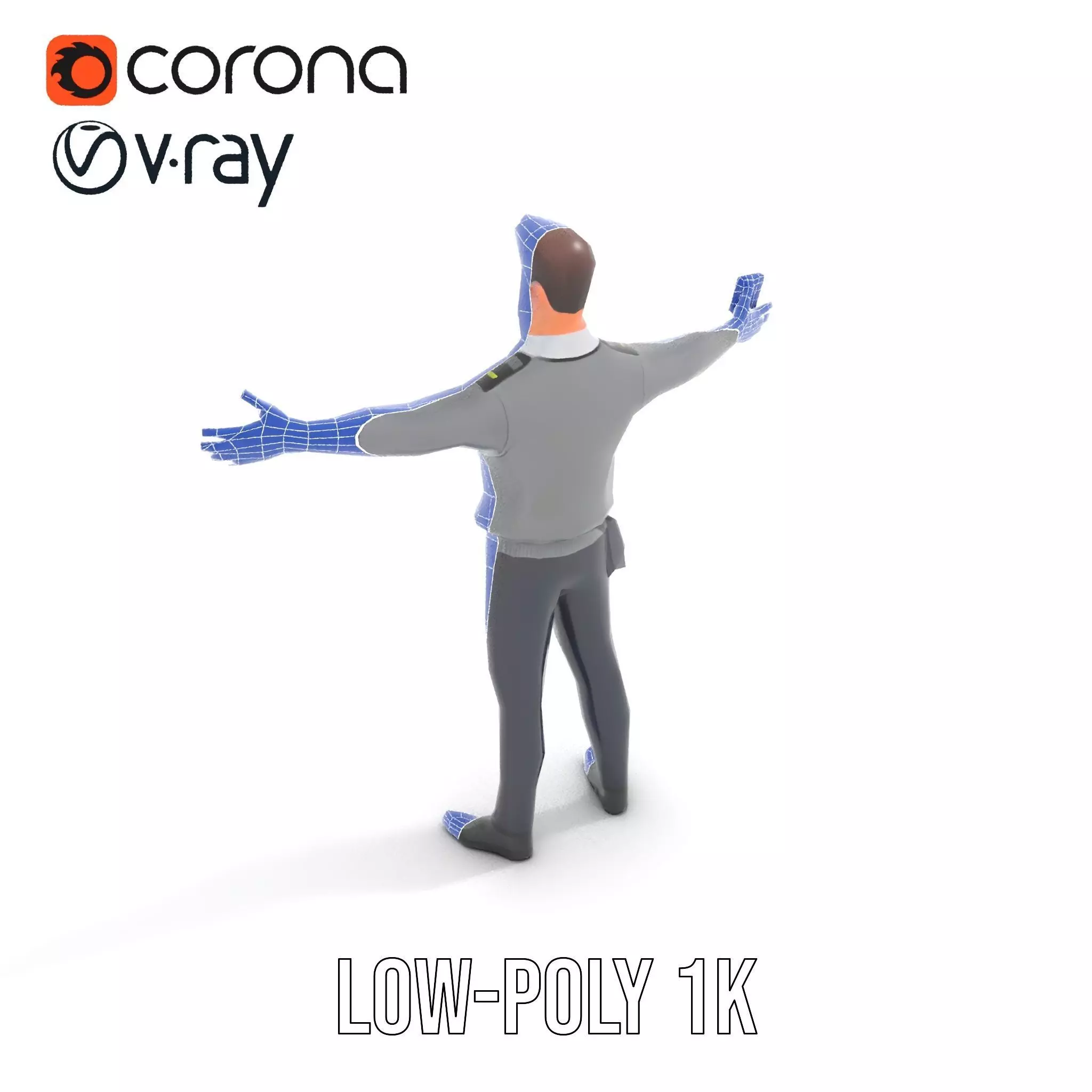 Police Officer Character Model Pack with Uniform and Accessories Low-poly 3D model_27