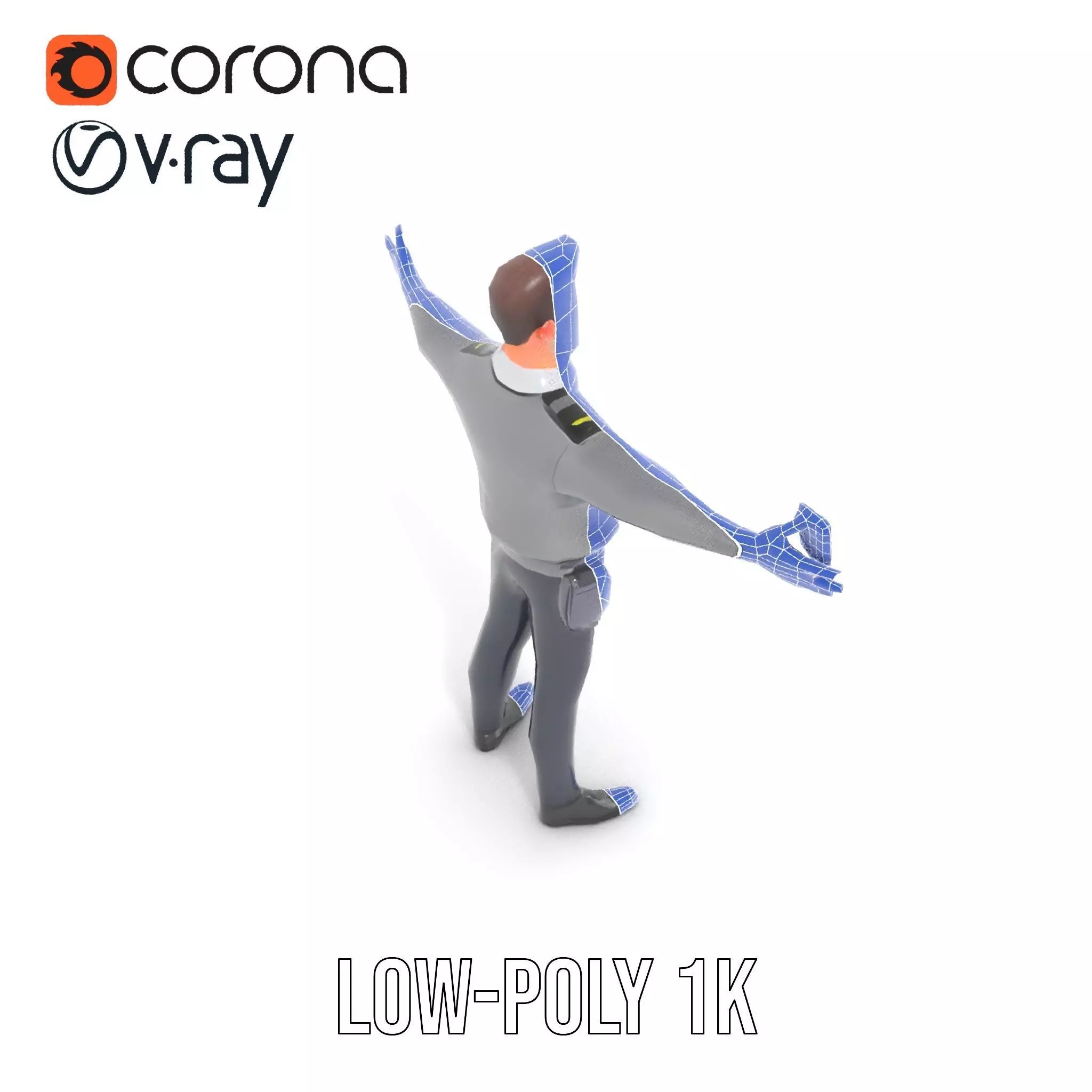 Police Officer Character Model Pack with Uniform and Accessories Low-poly 3D model_8