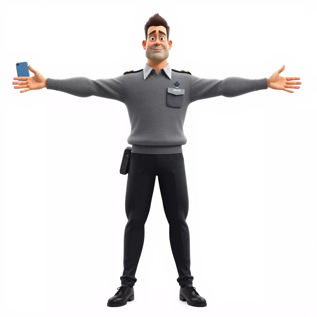 Police Officer Character Model Pack with Uniform and Accessories Low-poly 3D model_2