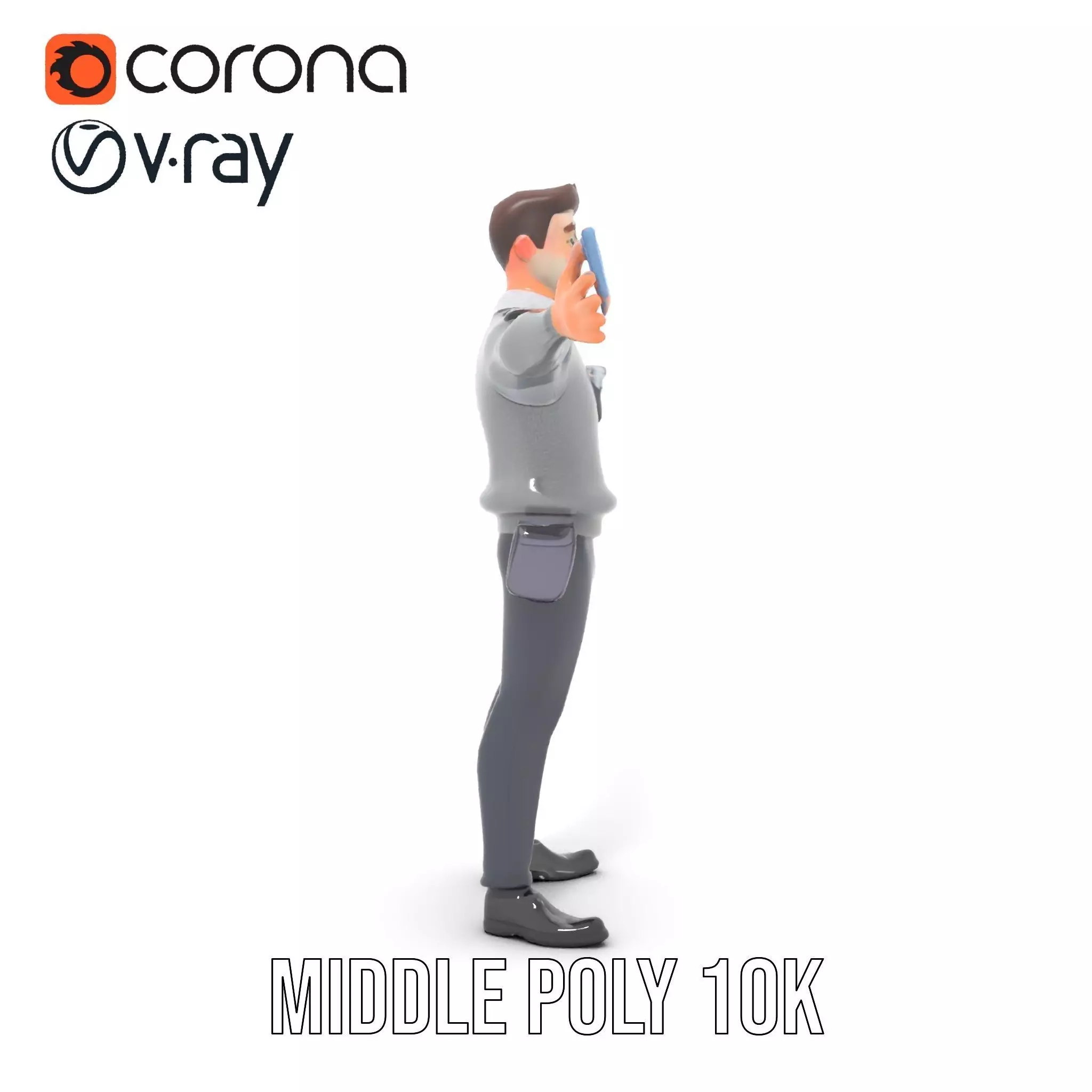 Police Officer Character Model Pack with Uniform and Accessories Low-poly 3D model_23