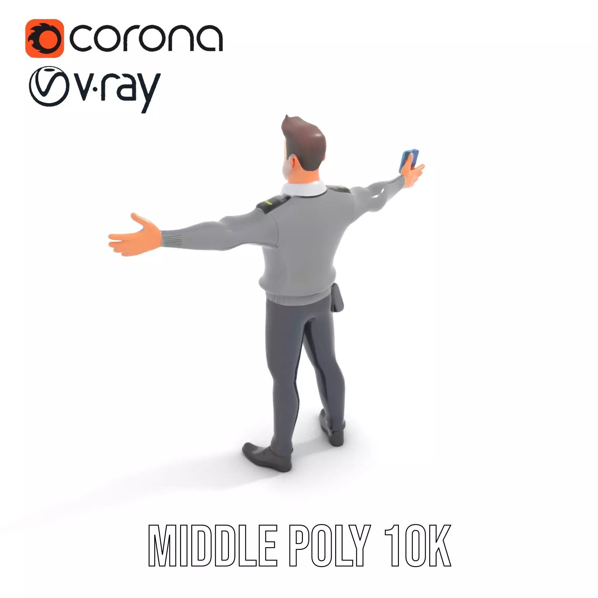 Police Officer Character Model Pack with Uniform and Accessories Low-poly 3D model_18