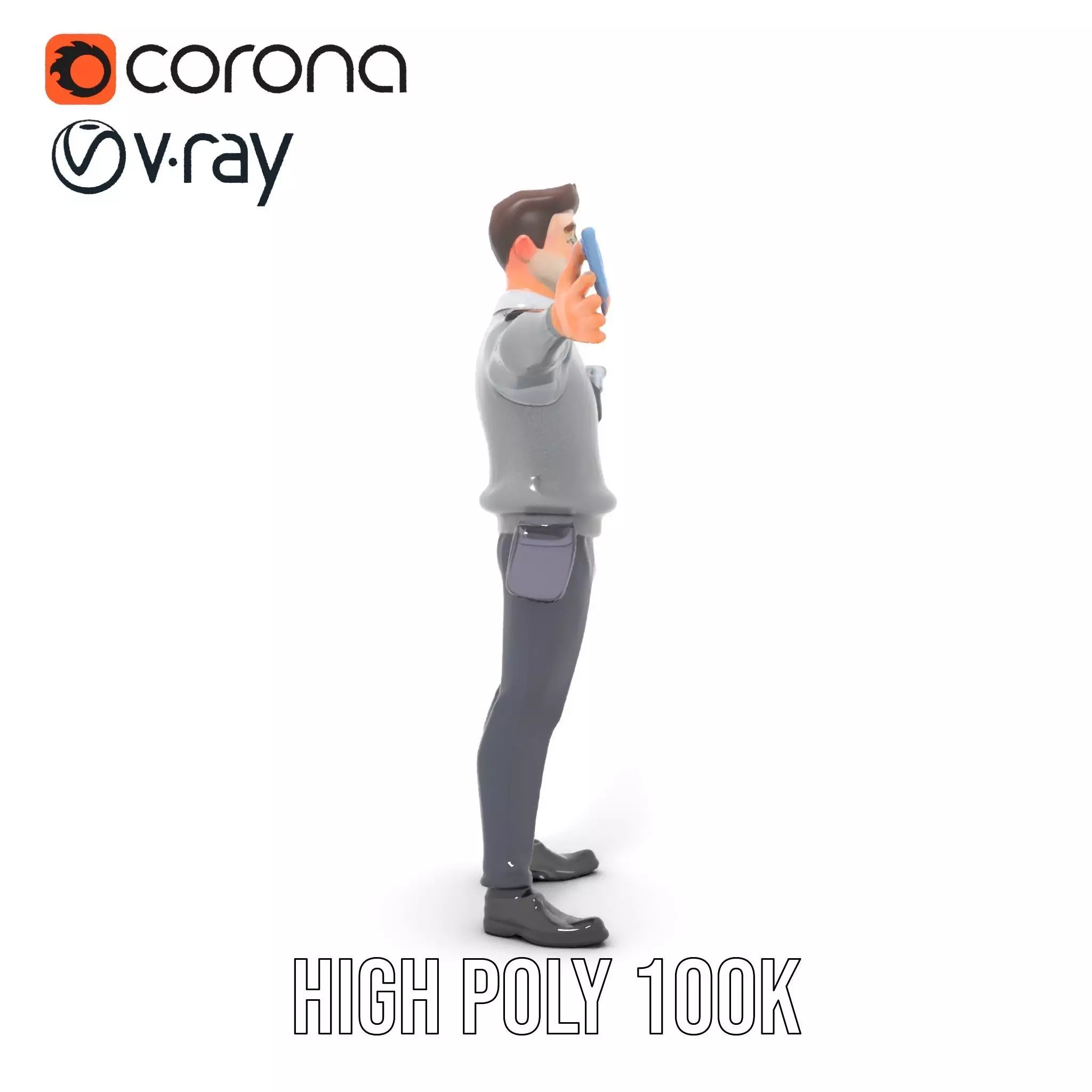 Police Officer Character Model Pack with Uniform and Accessories Low-poly 3D model_32