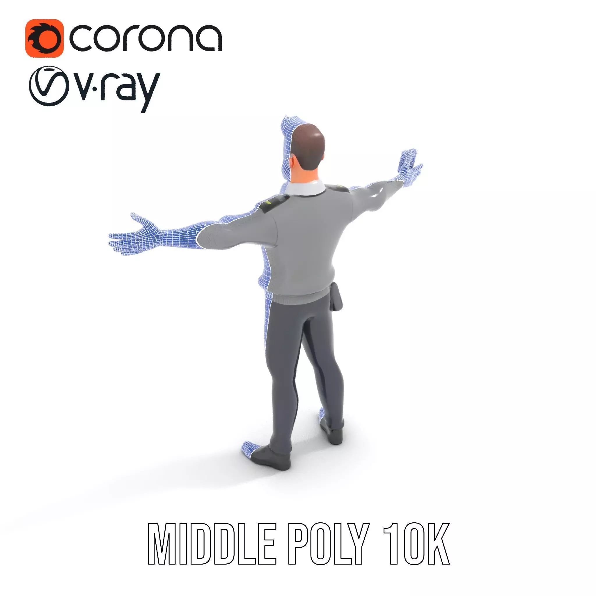 Police Officer Character Model Pack with Uniform and Accessories Low-poly 3D model_12