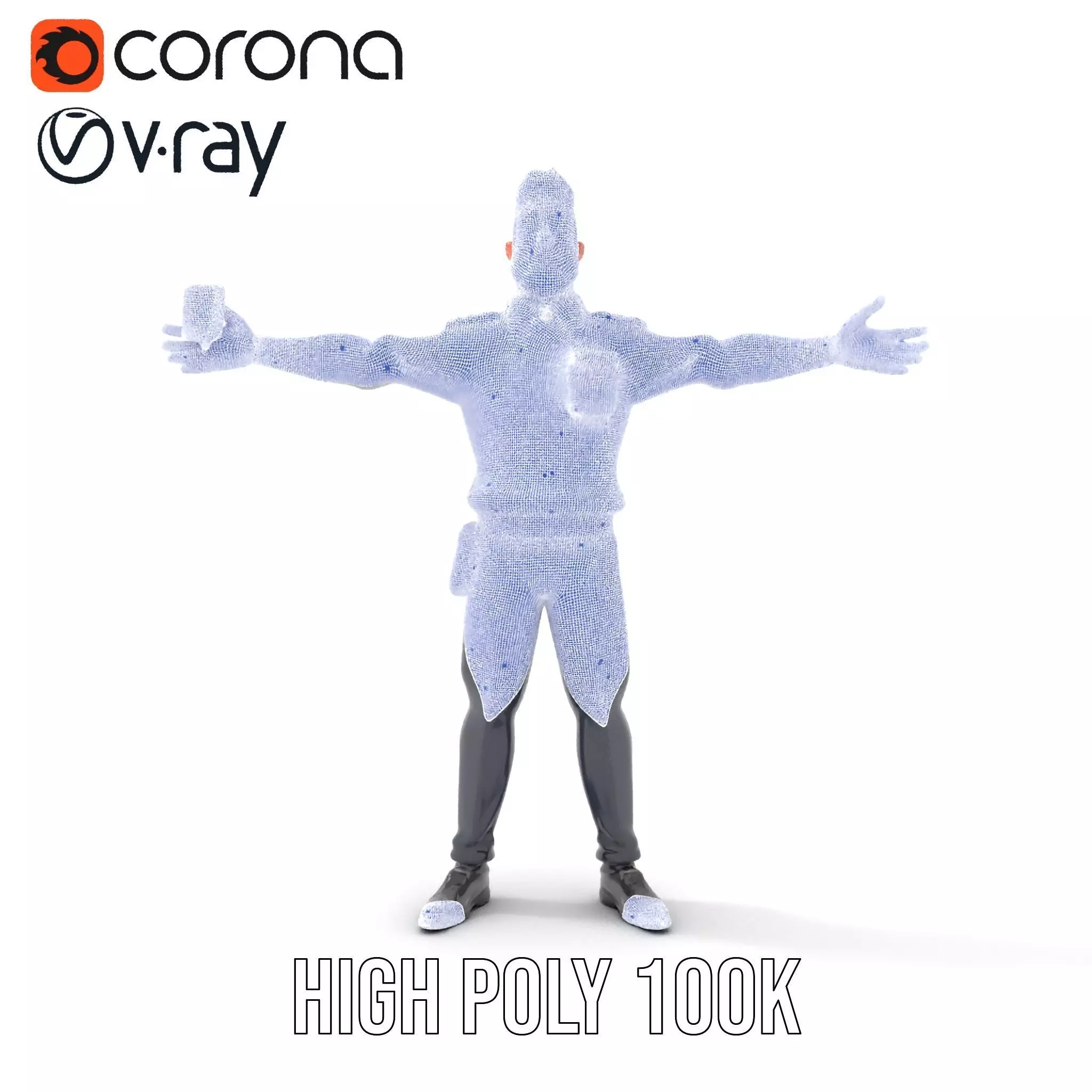 Police Officer Character Model Pack with Uniform and Accessories Low-poly 3D model_17