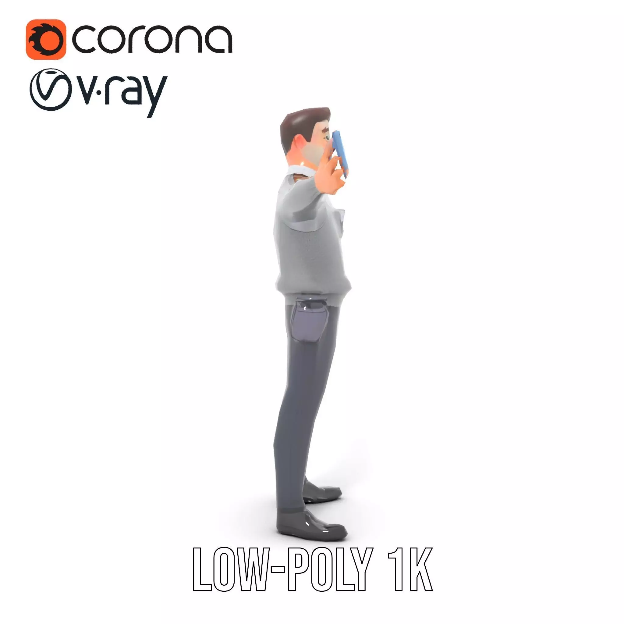 Police Officer Character Model Pack with Uniform and Accessories Low-poly 3D model_24