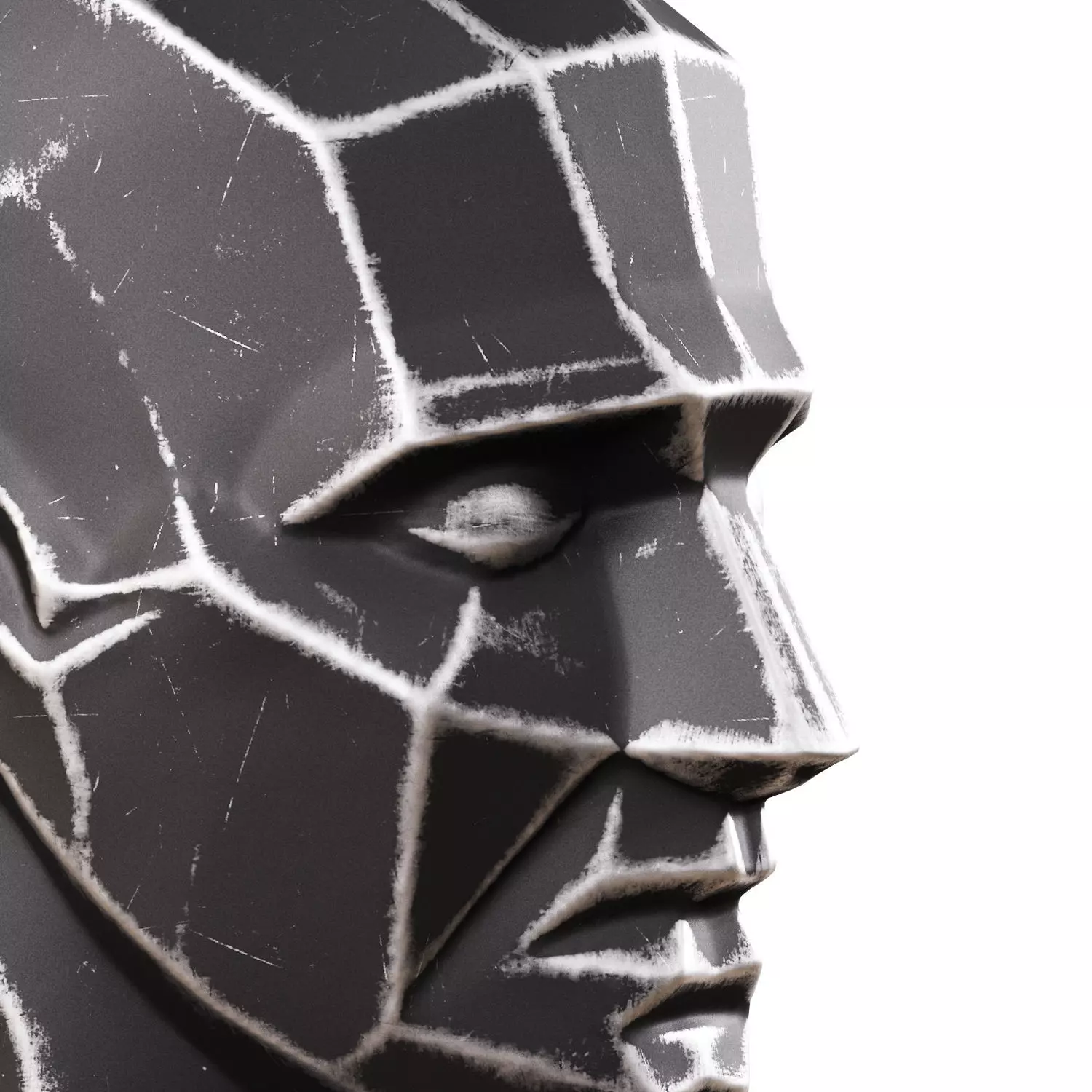 Sculpture polygonal male head 3D model_3