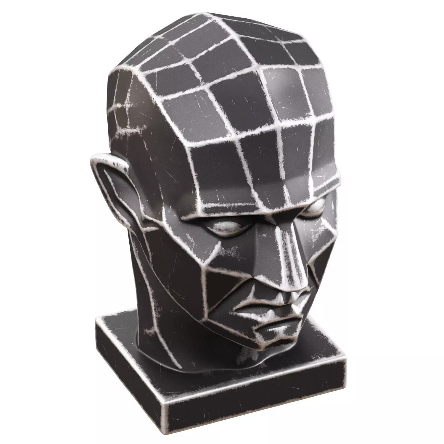 Sculpture polygonal male head 3D model_1