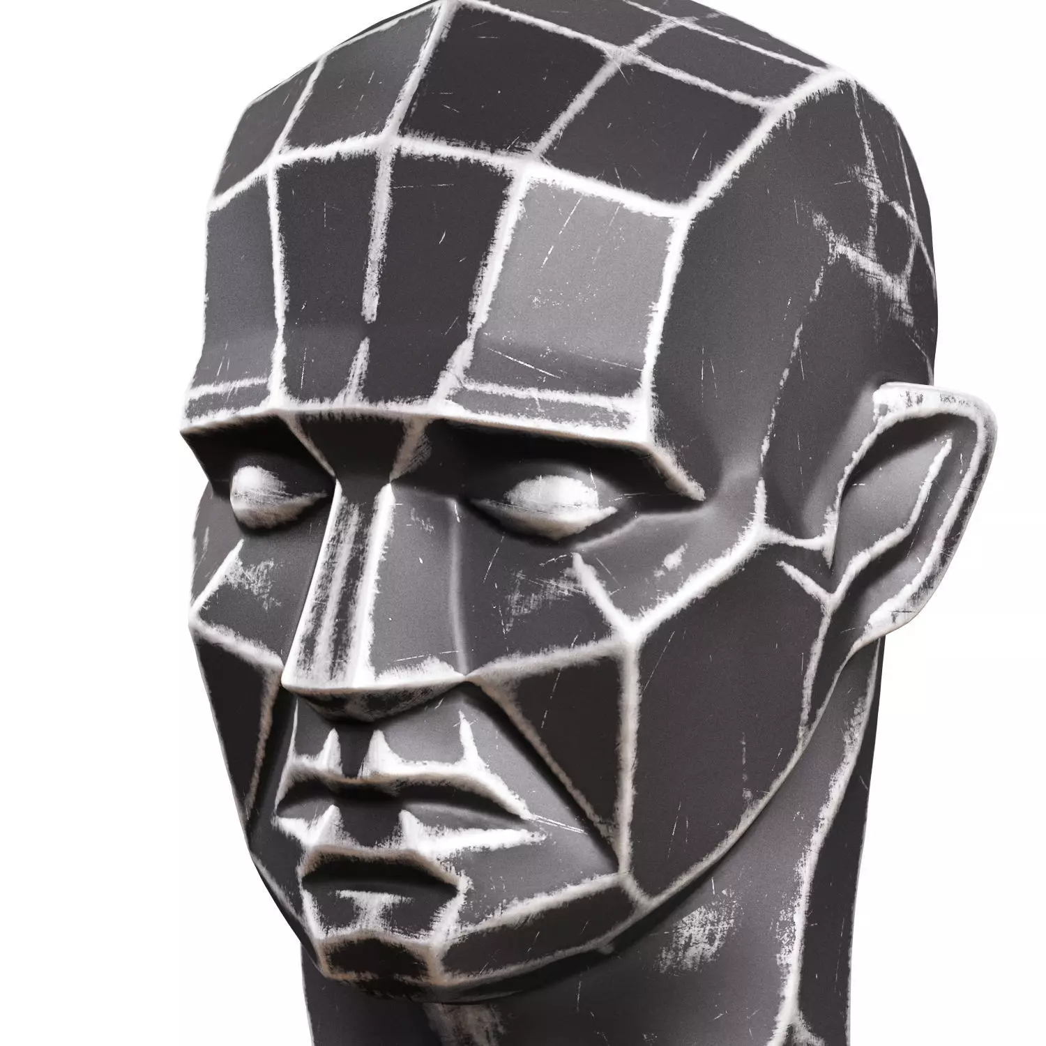 Sculpture polygonal male head 3D model_2