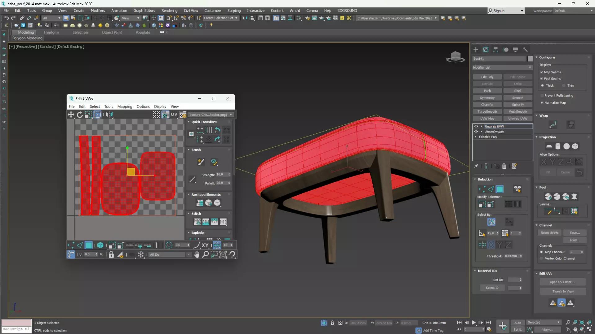 Atlas Pouf by PARLA Low-poly 3D model_13