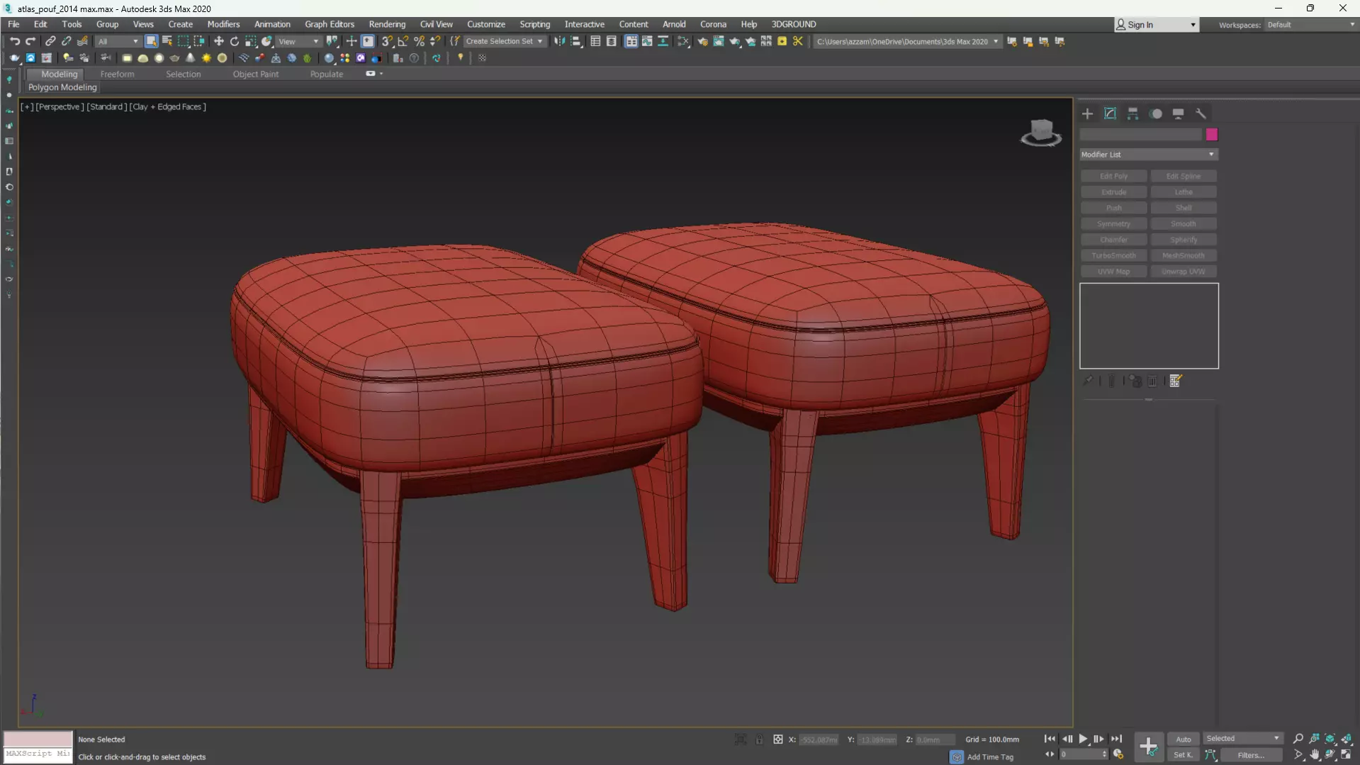 Atlas Pouf by PARLA Low-poly 3D model_9