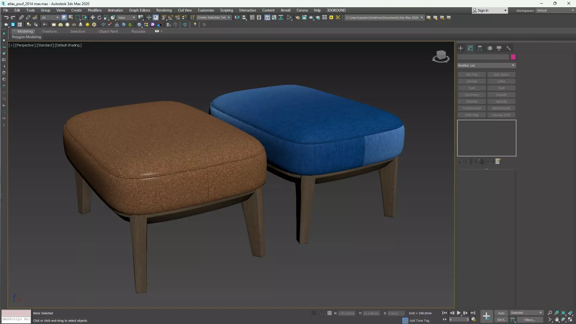 Atlas Pouf by PARLA Low-poly 3D model_7