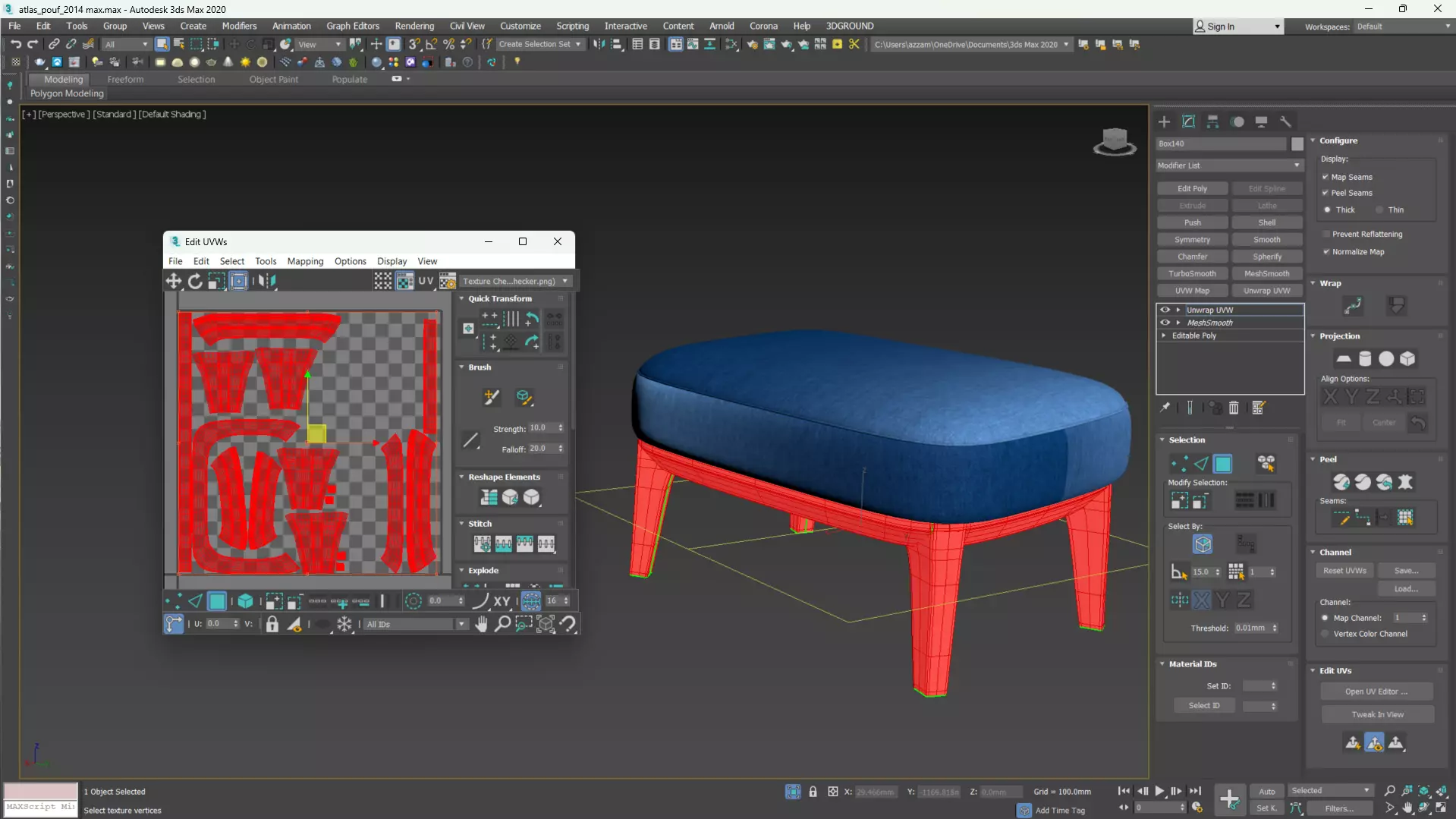 Atlas Pouf by PARLA Low-poly 3D model_11