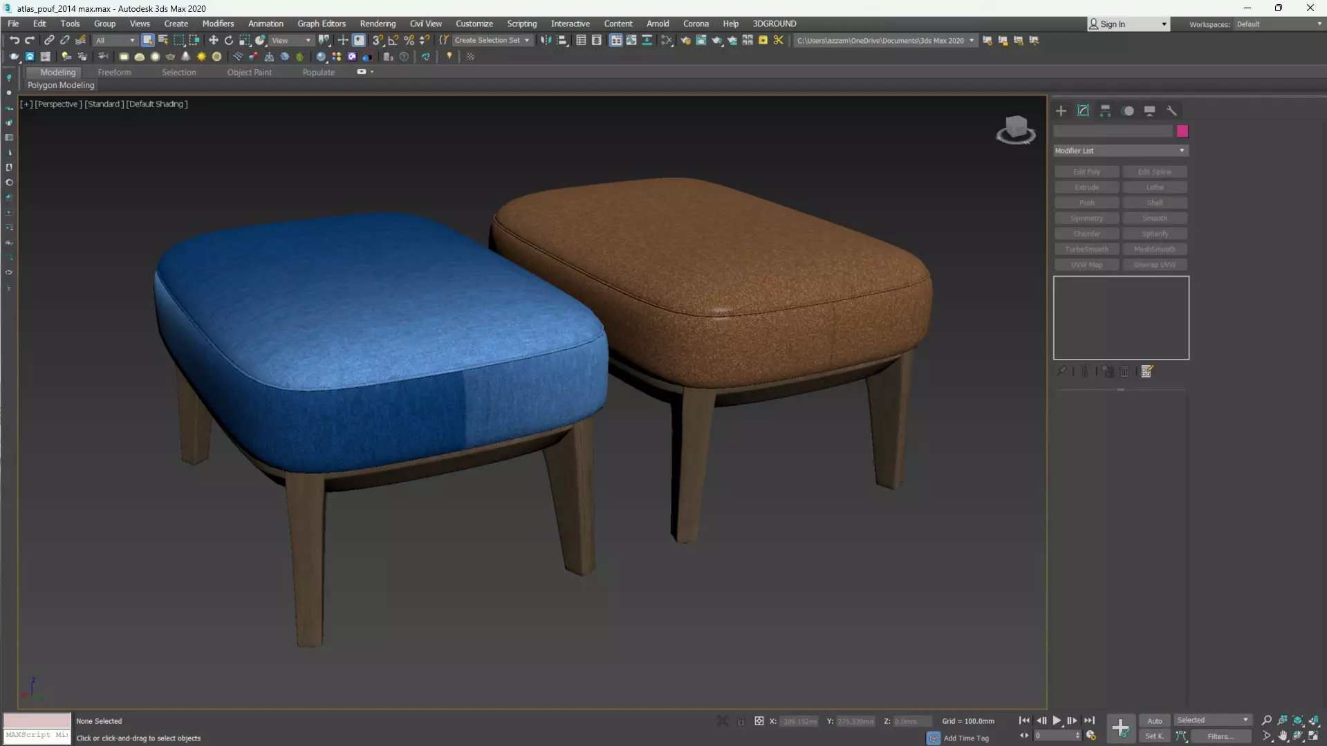 Atlas Pouf by PARLA Low-poly 3D model_6