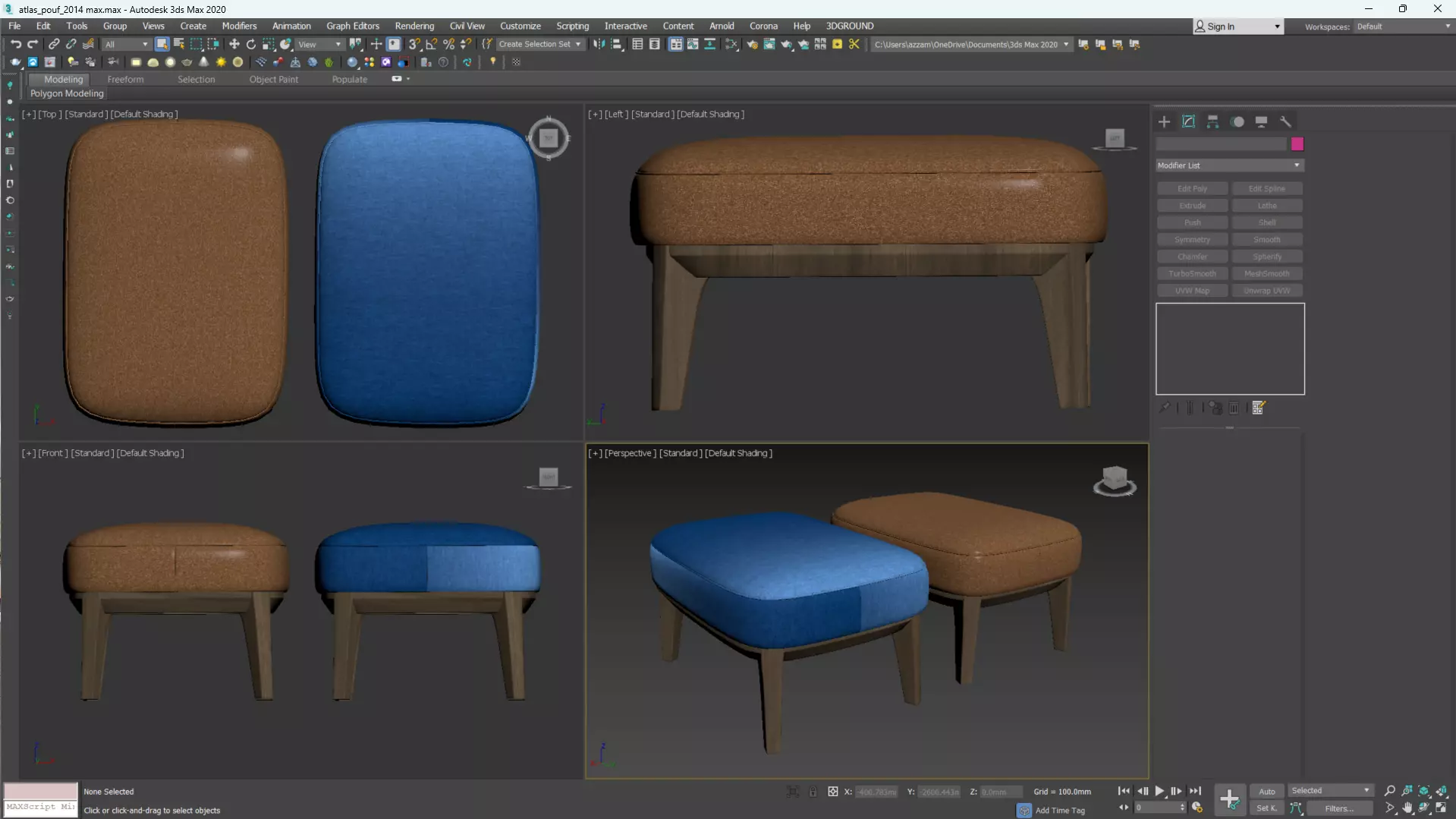 Atlas Pouf by PARLA Low-poly 3D model_5