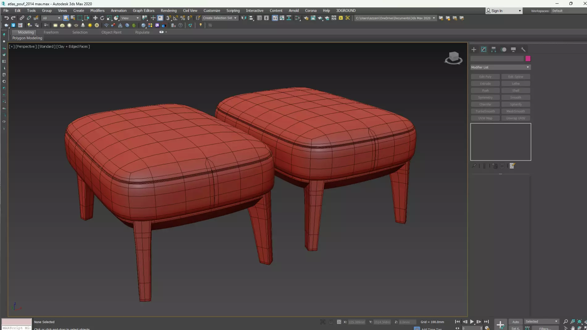 Atlas Pouf by PARLA Low-poly 3D model_8