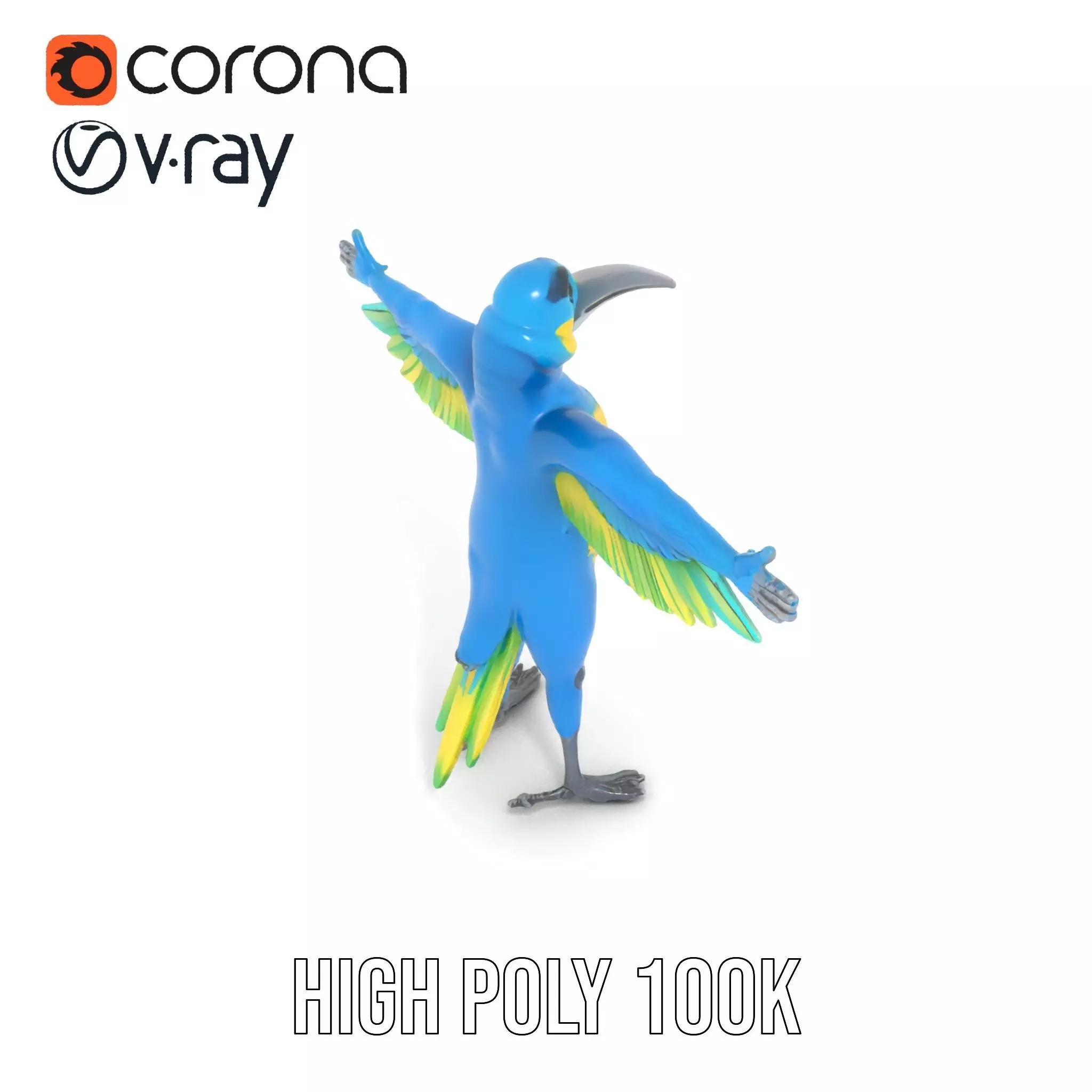 Cartoon Parrot Character Model Pack Low-poly 3D model_16