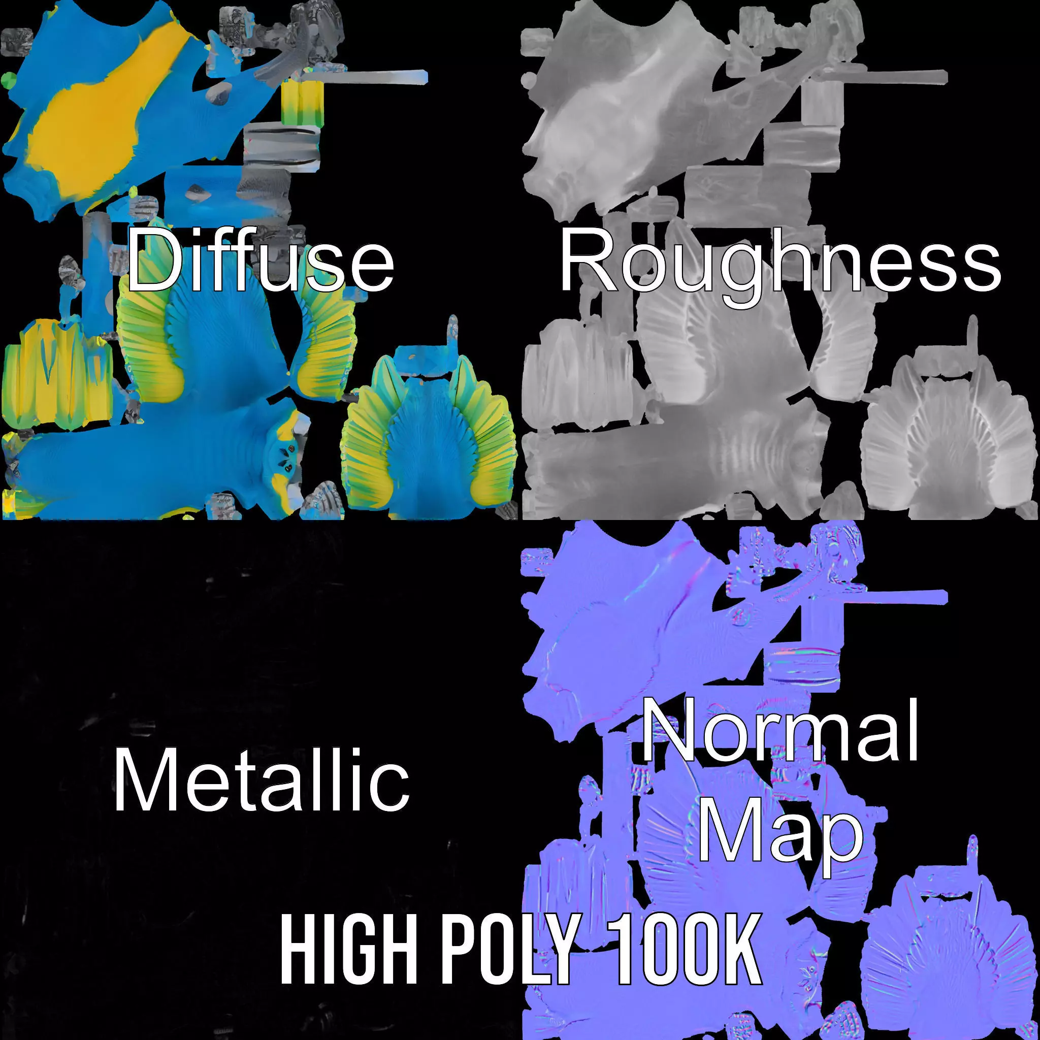 Cartoon Parrot Character Model Pack Low-poly 3D model_3