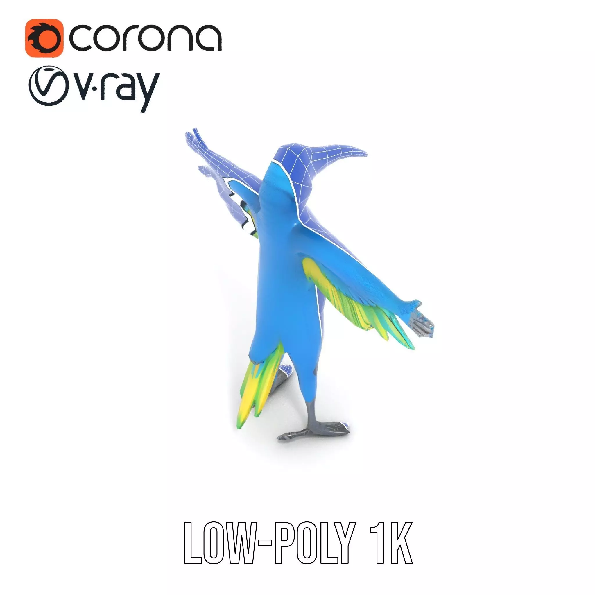 Cartoon Parrot Character Model Pack Low-poly 3D model_10