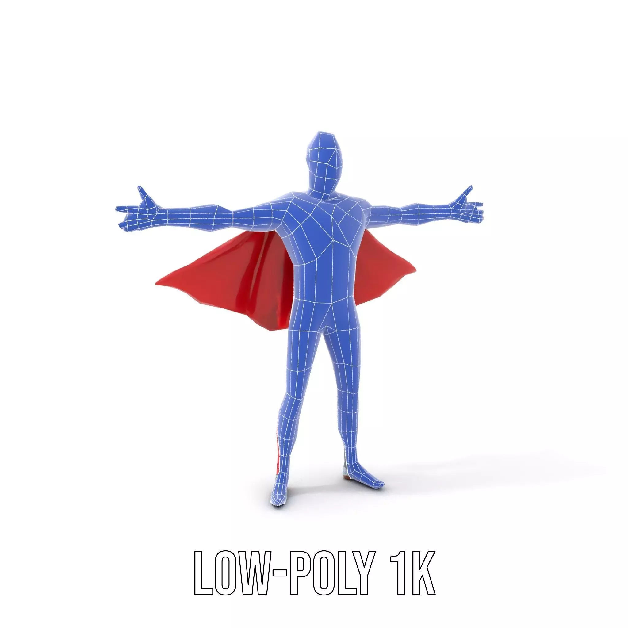 Superhero Character Model Pack with Cape and Mask Low-poly 3D model_19