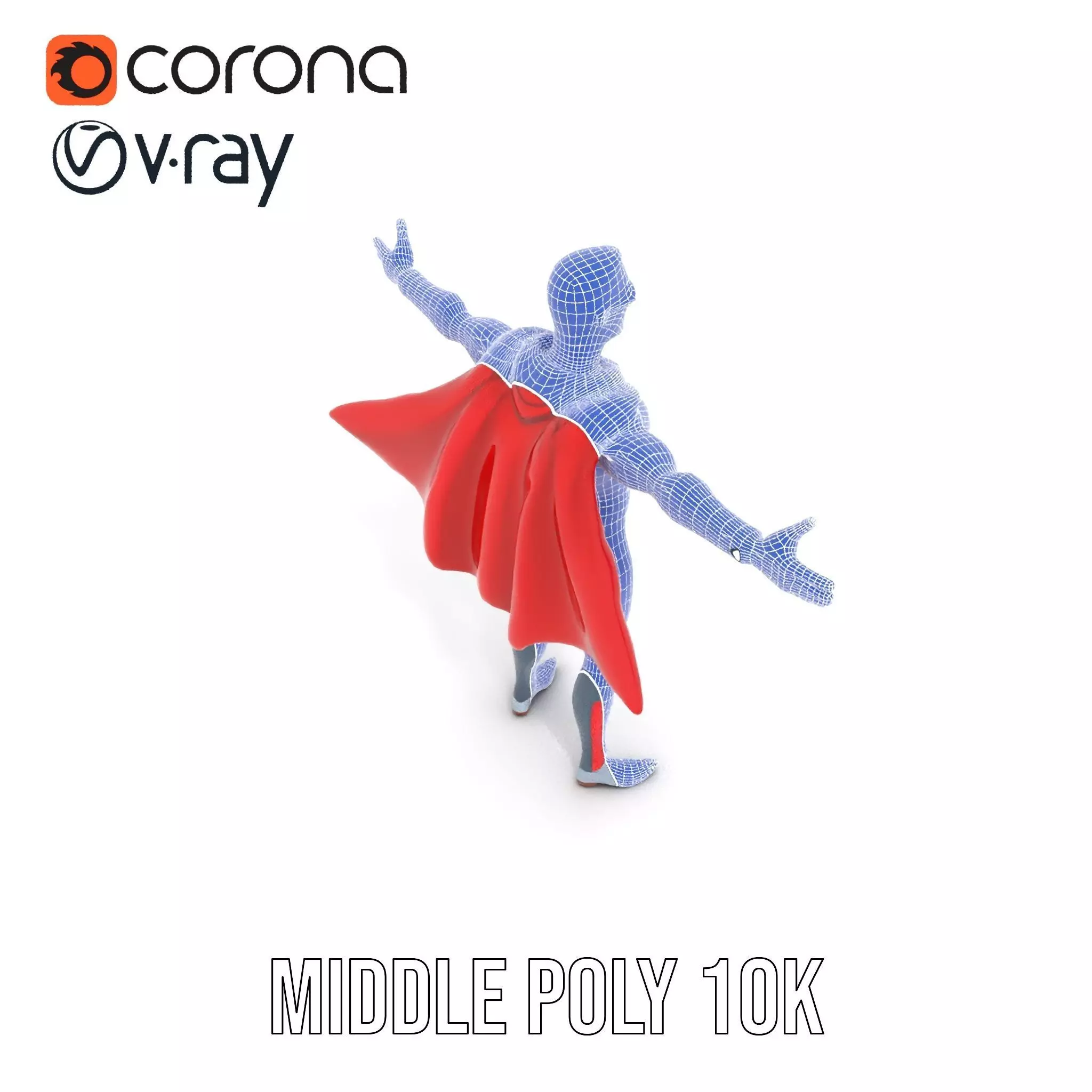 Superhero Character Model Pack with Cape and Mask Low-poly 3D model_24