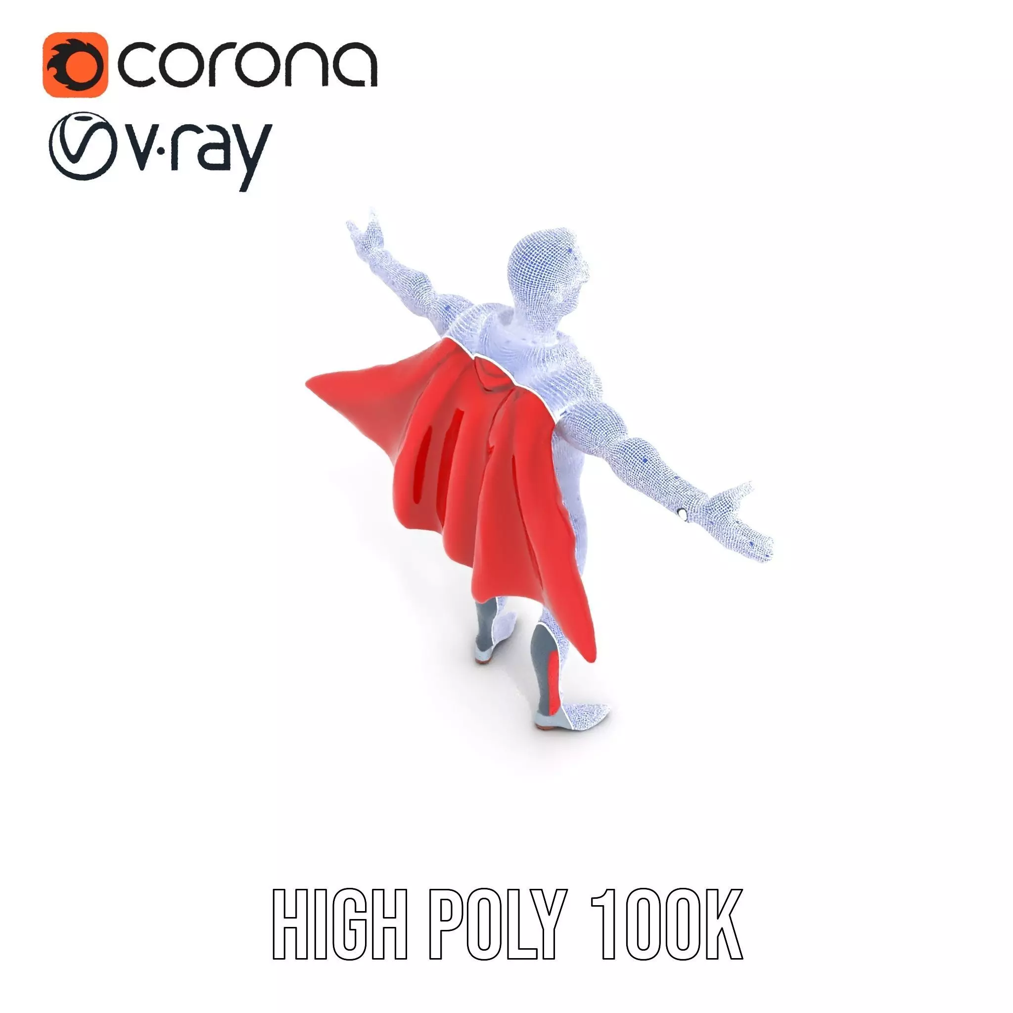 Superhero Character Model Pack with Cape and Mask Low-poly 3D model_29