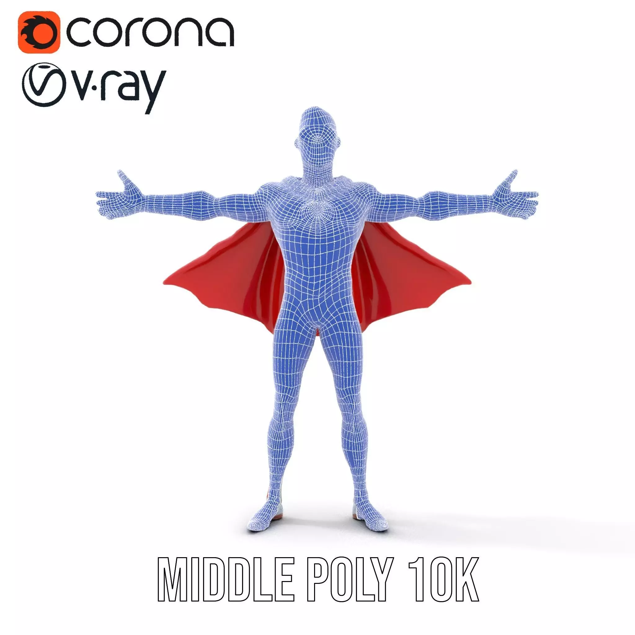 Superhero Character Model Pack with Cape and Mask Low-poly 3D model_27