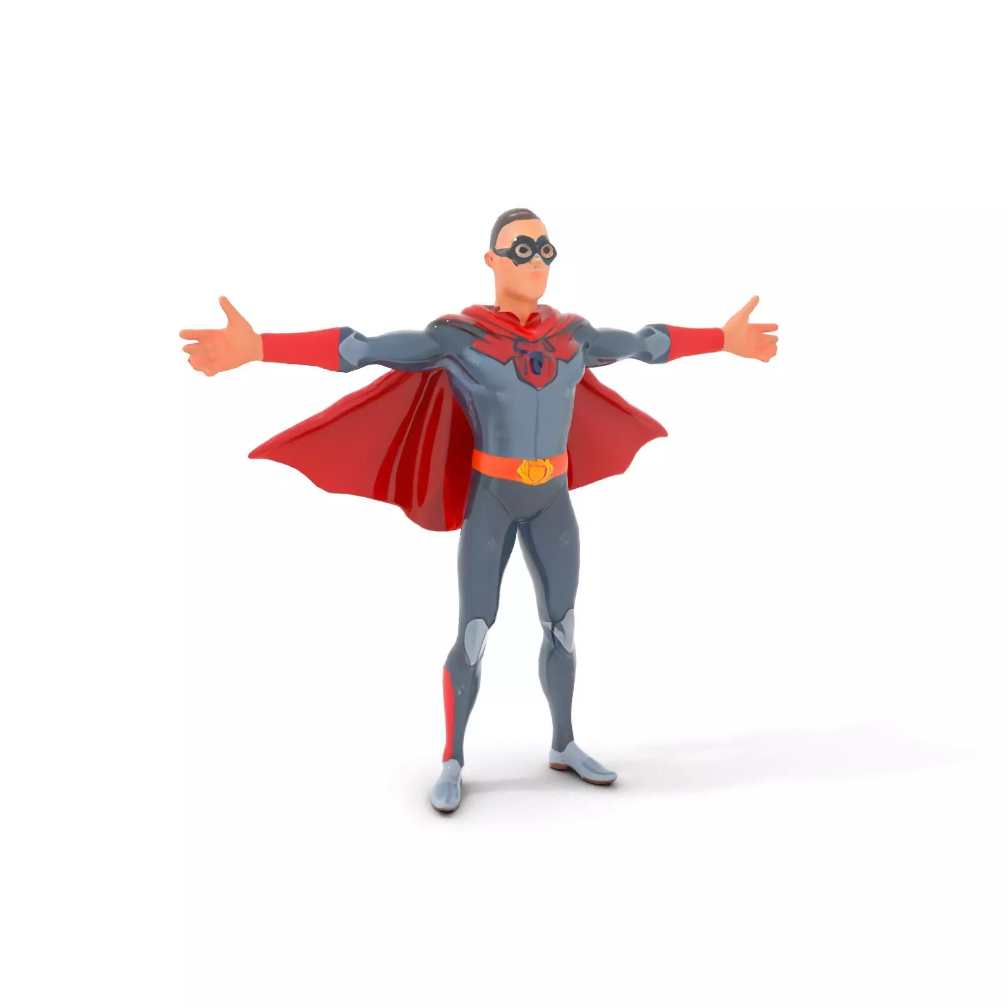 Superhero Character Model Pack with Cape and Mask Low-poly 3D model_6