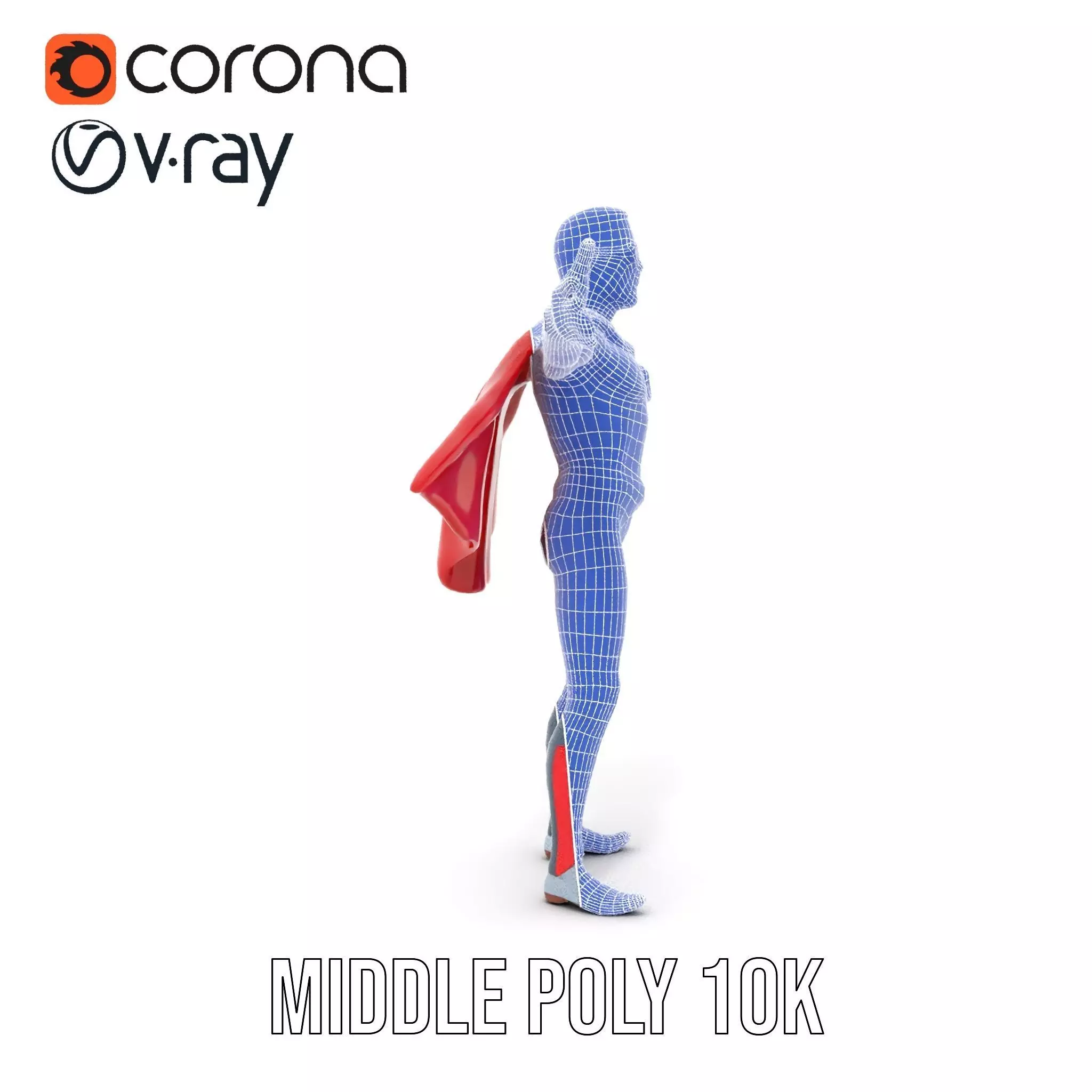 Superhero Character Model Pack with Cape and Mask Low-poly 3D model_15