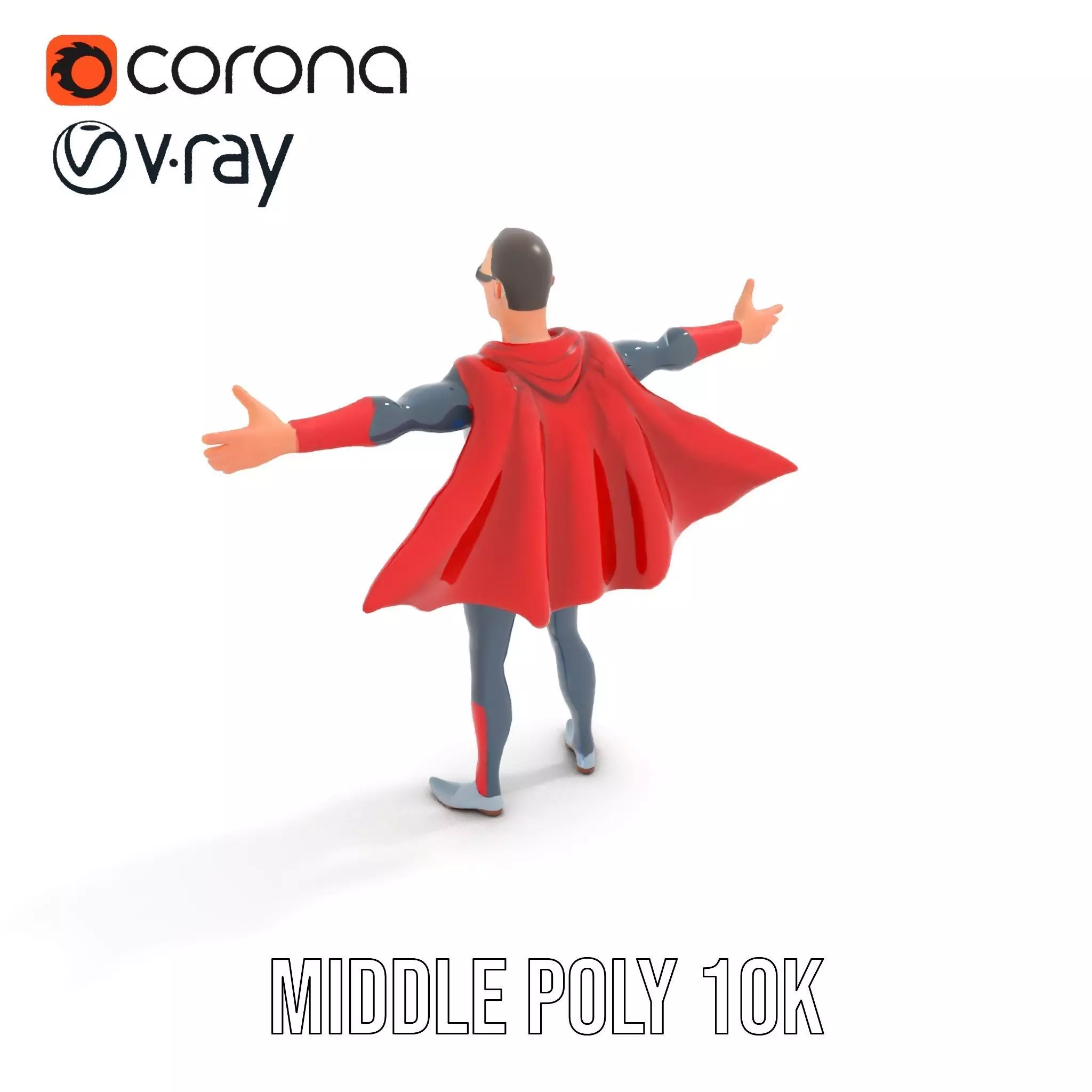 Superhero Character Model Pack with Cape and Mask Low-poly 3D model_10