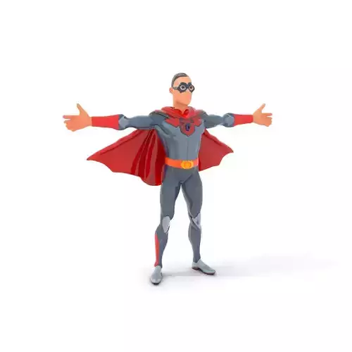 Superhero Character Model Pack with Cape and Mask Low-poly 3D model