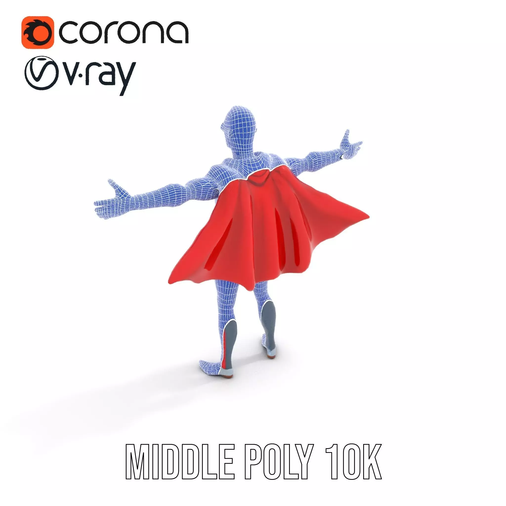 Superhero Character Model Pack with Cape and Mask Low-poly 3D model_30