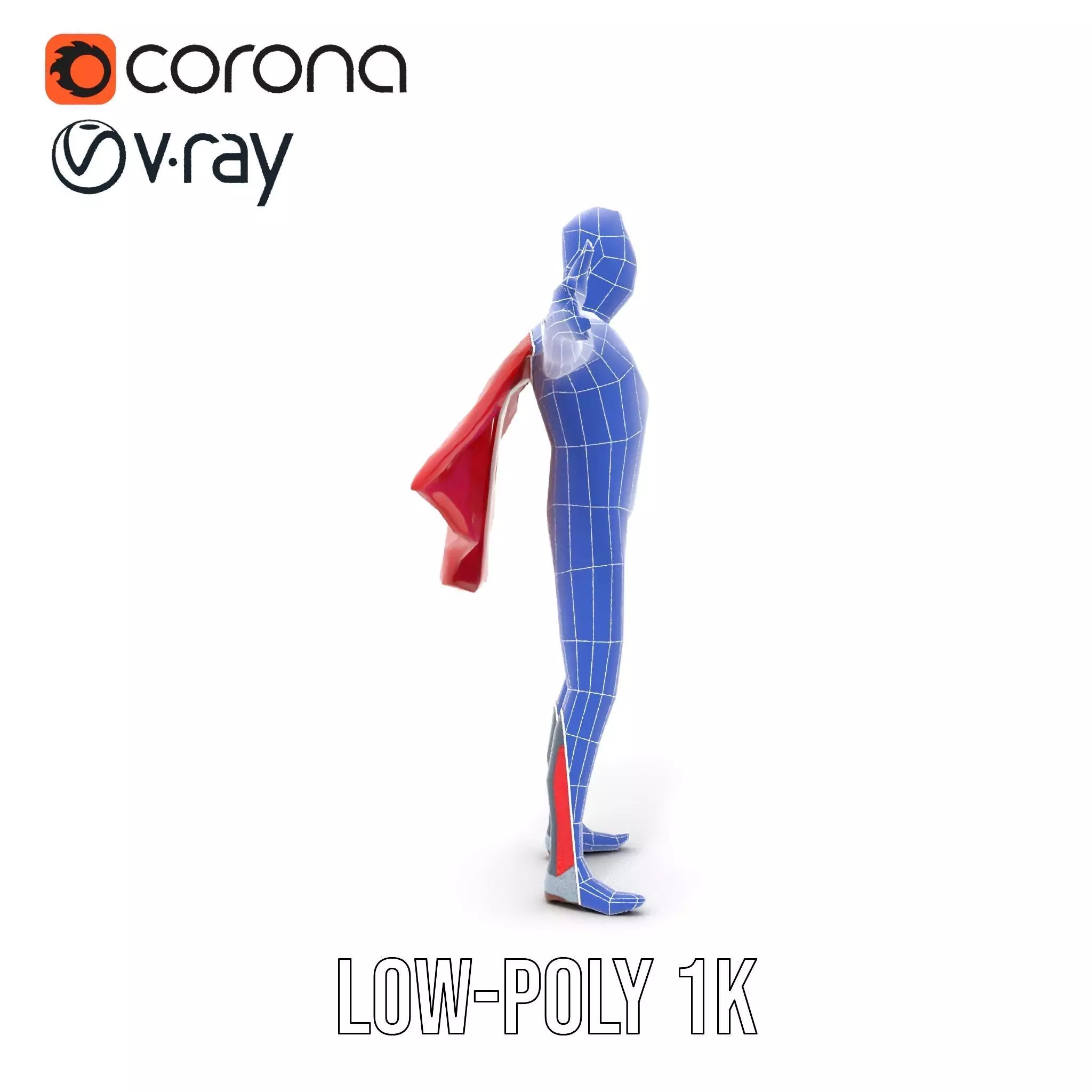 Superhero Character Model Pack with Cape and Mask Low-poly 3D model_31
