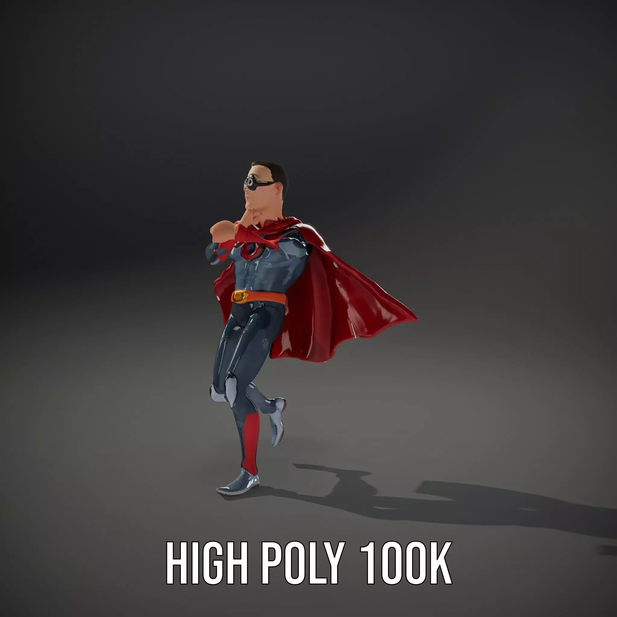 Superhero Character Model Pack with Cape and Mask Low-poly 3D model_20