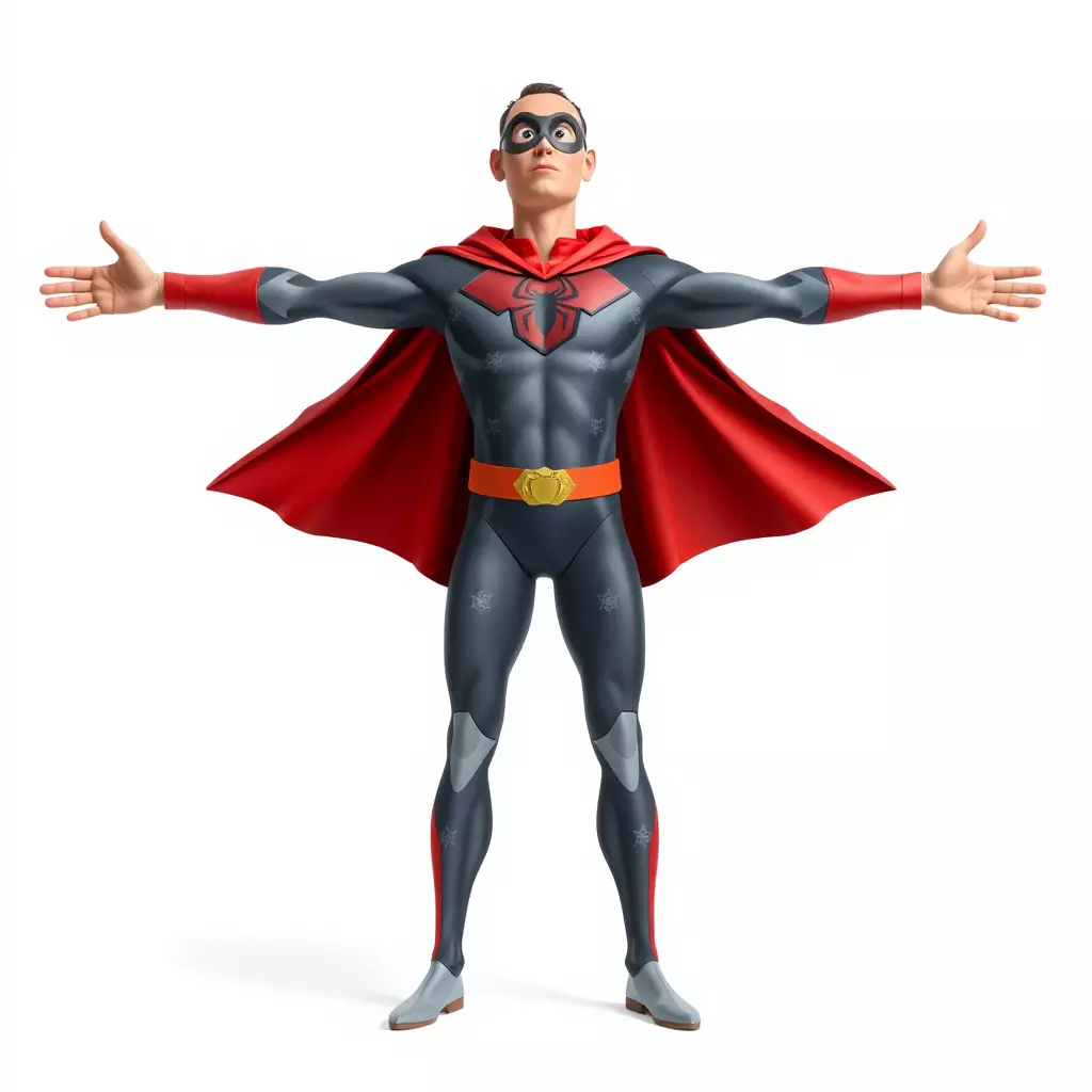 Superhero Character Model Pack with Cape and Mask Low-poly 3D model_2