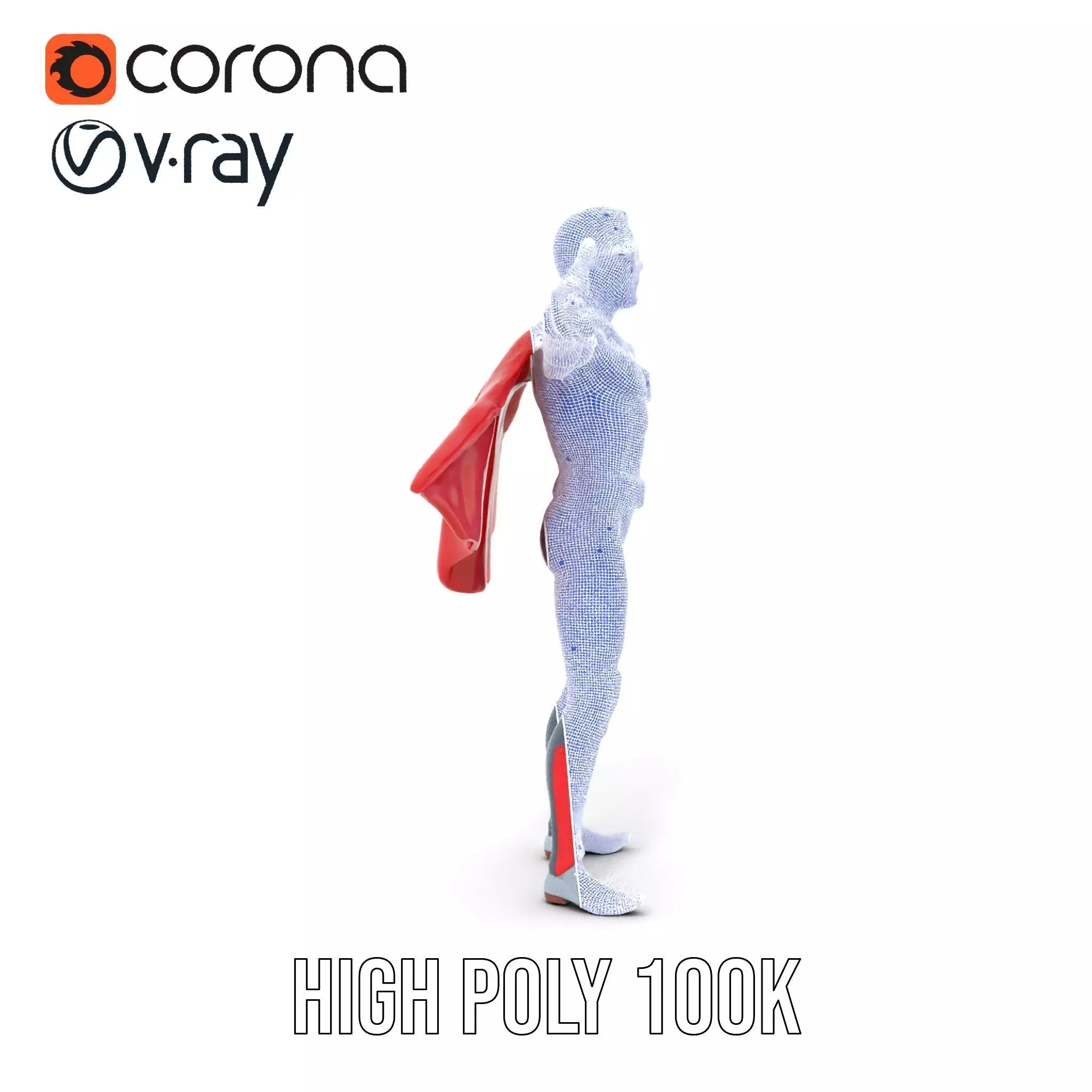 Superhero Character Model Pack with Cape and Mask Low-poly 3D model_34