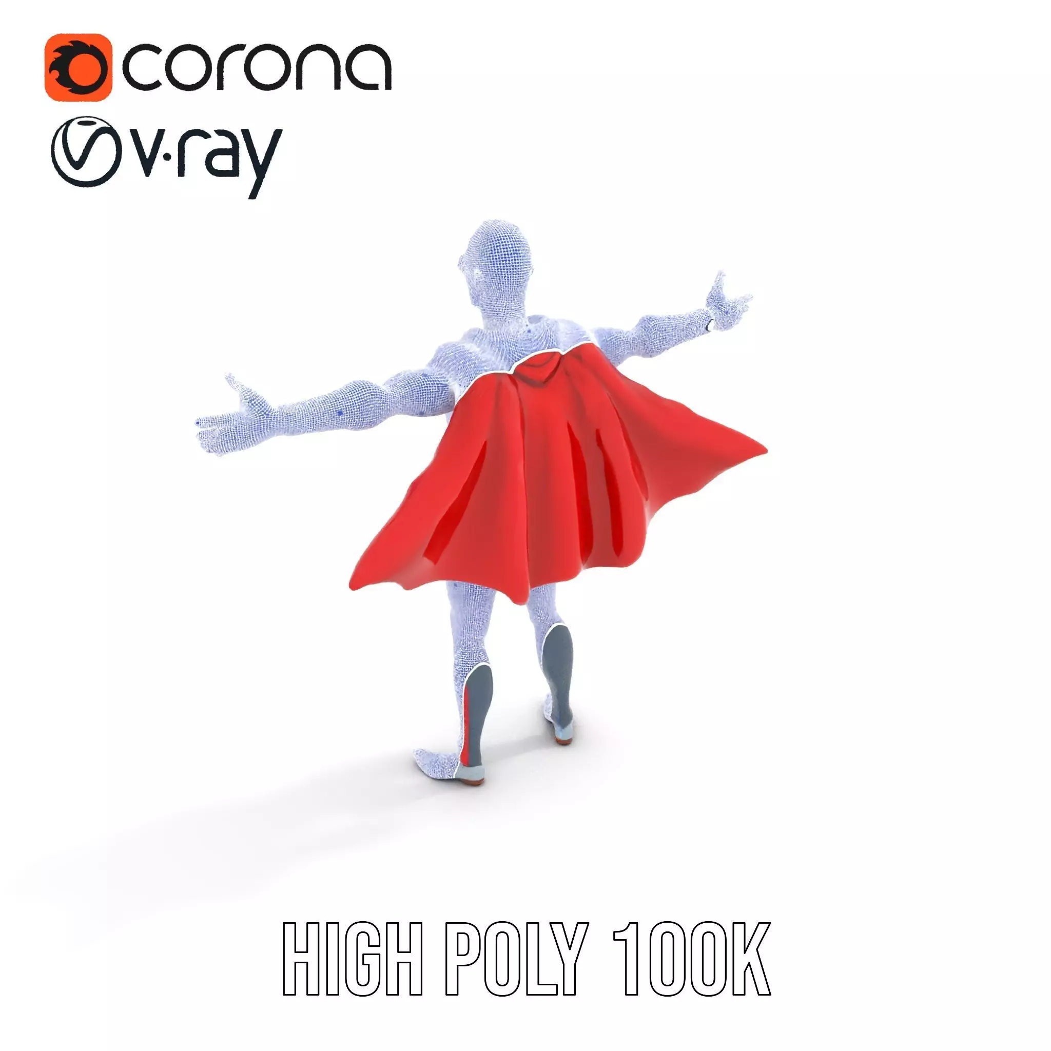 Superhero Character Model Pack with Cape and Mask Low-poly 3D model_32