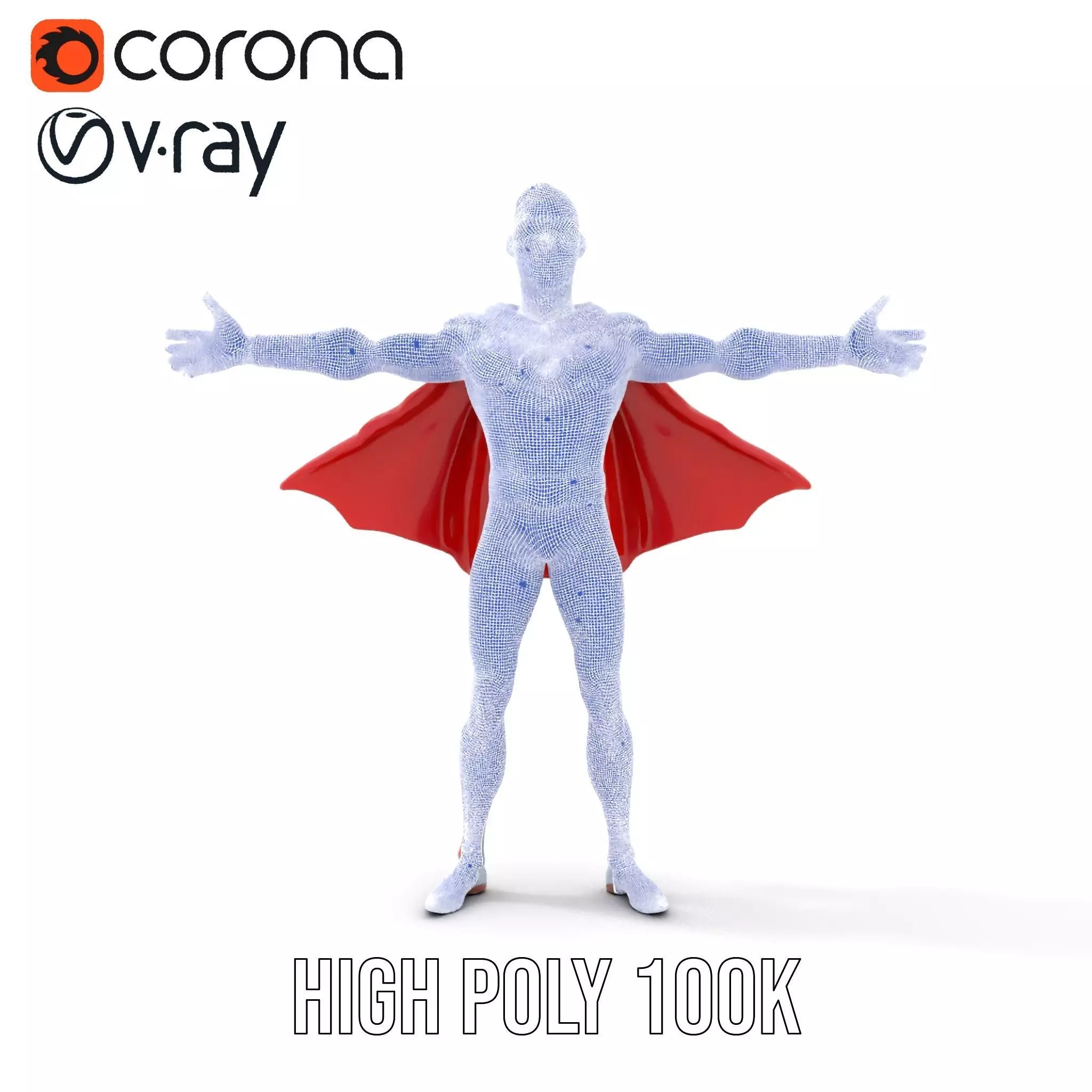 Superhero Character Model Pack with Cape and Mask Low-poly 3D model_33