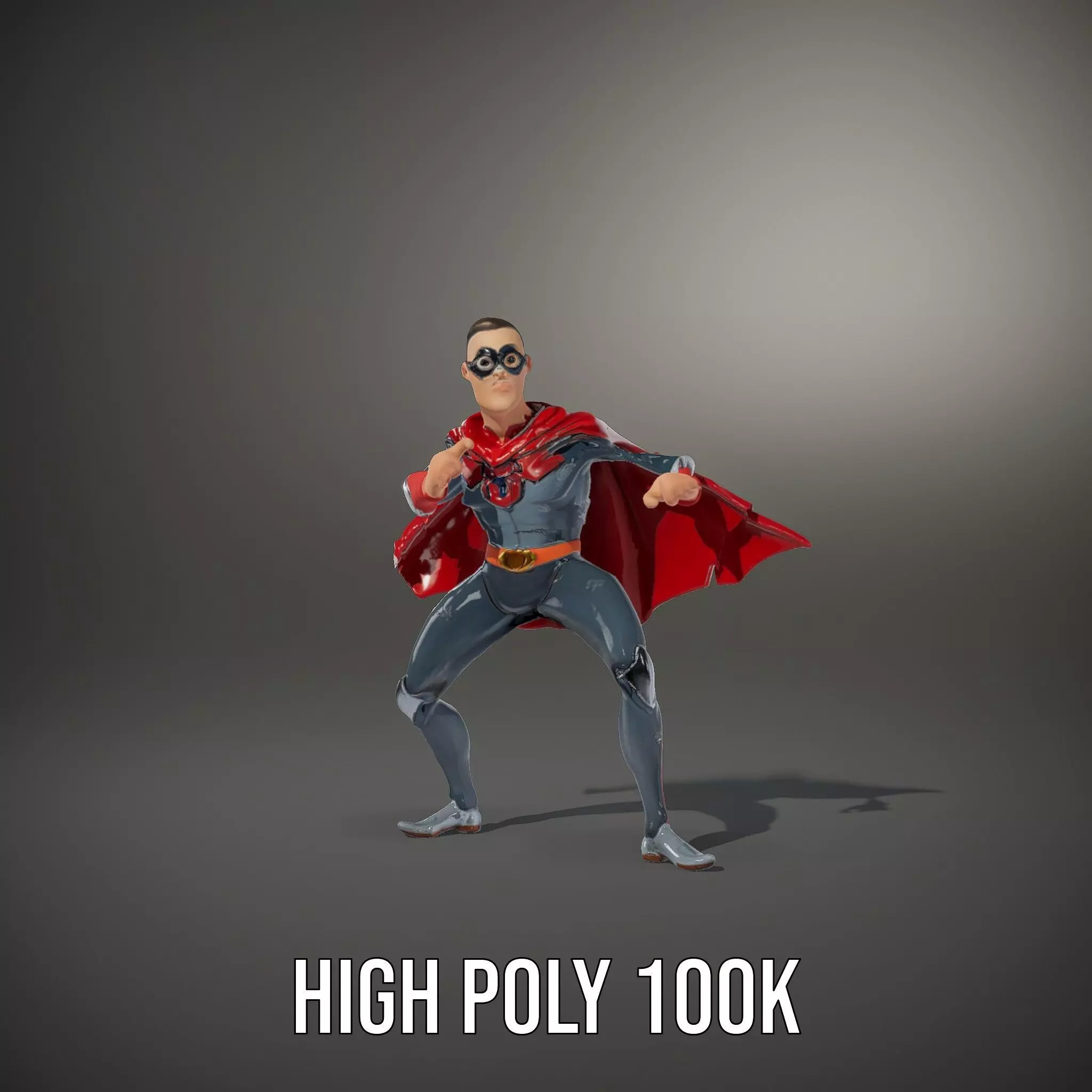 Superhero Character Model Pack with Cape and Mask Low-poly 3D model_17
