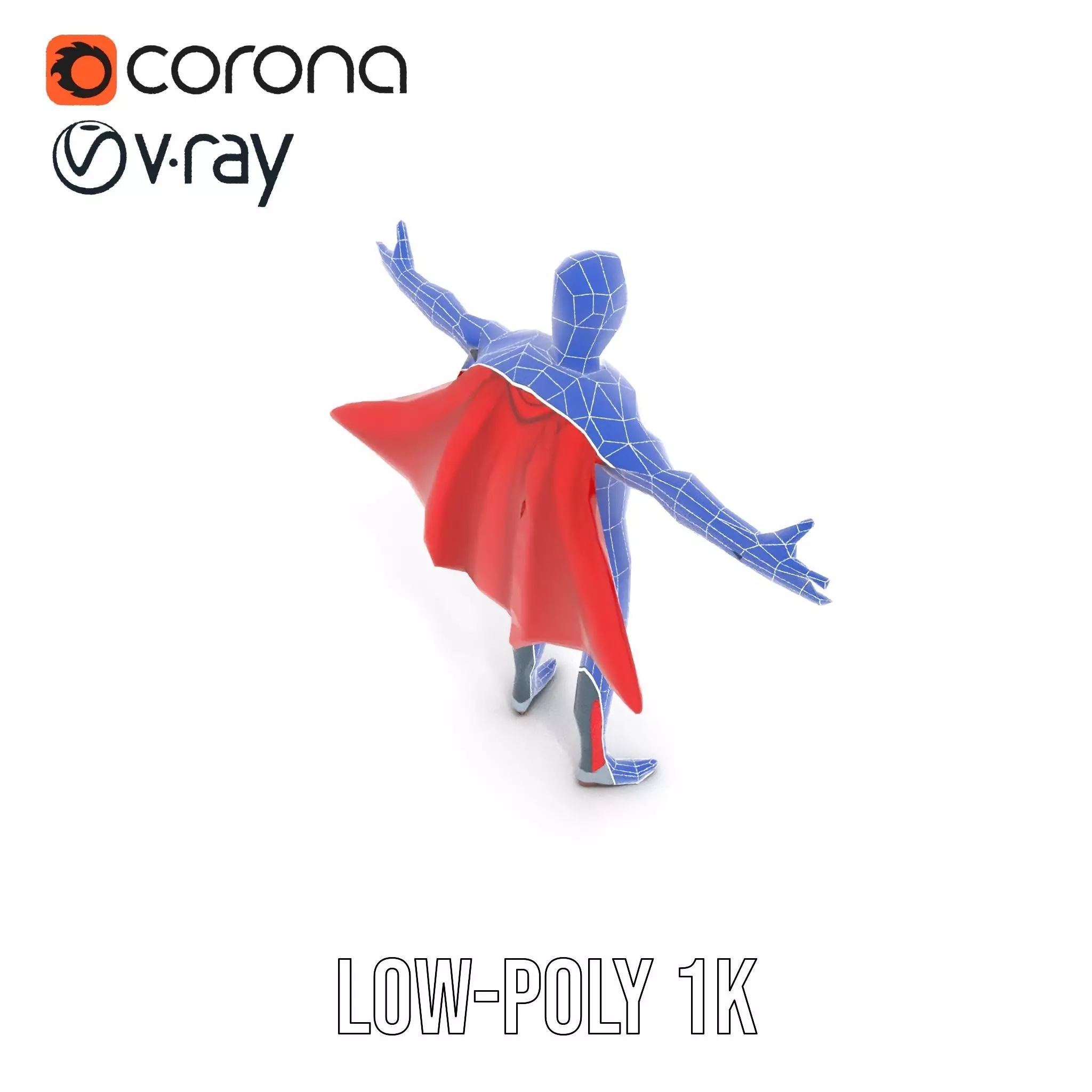 Superhero Character Model Pack with Cape and Mask Low-poly 3D model_22