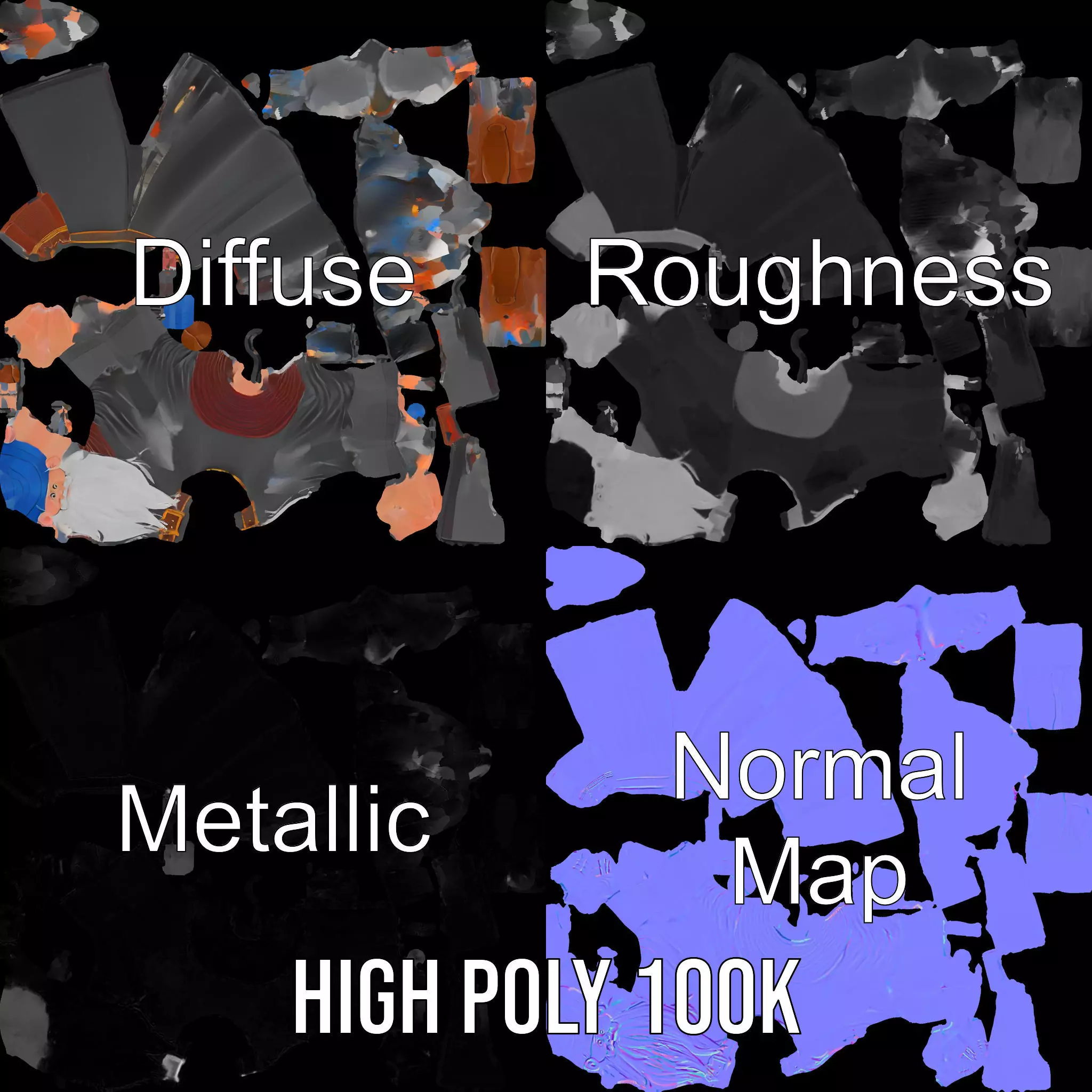 Wizard Character Model Pack with Extended Arms and Beard Low-poly 3D model_3