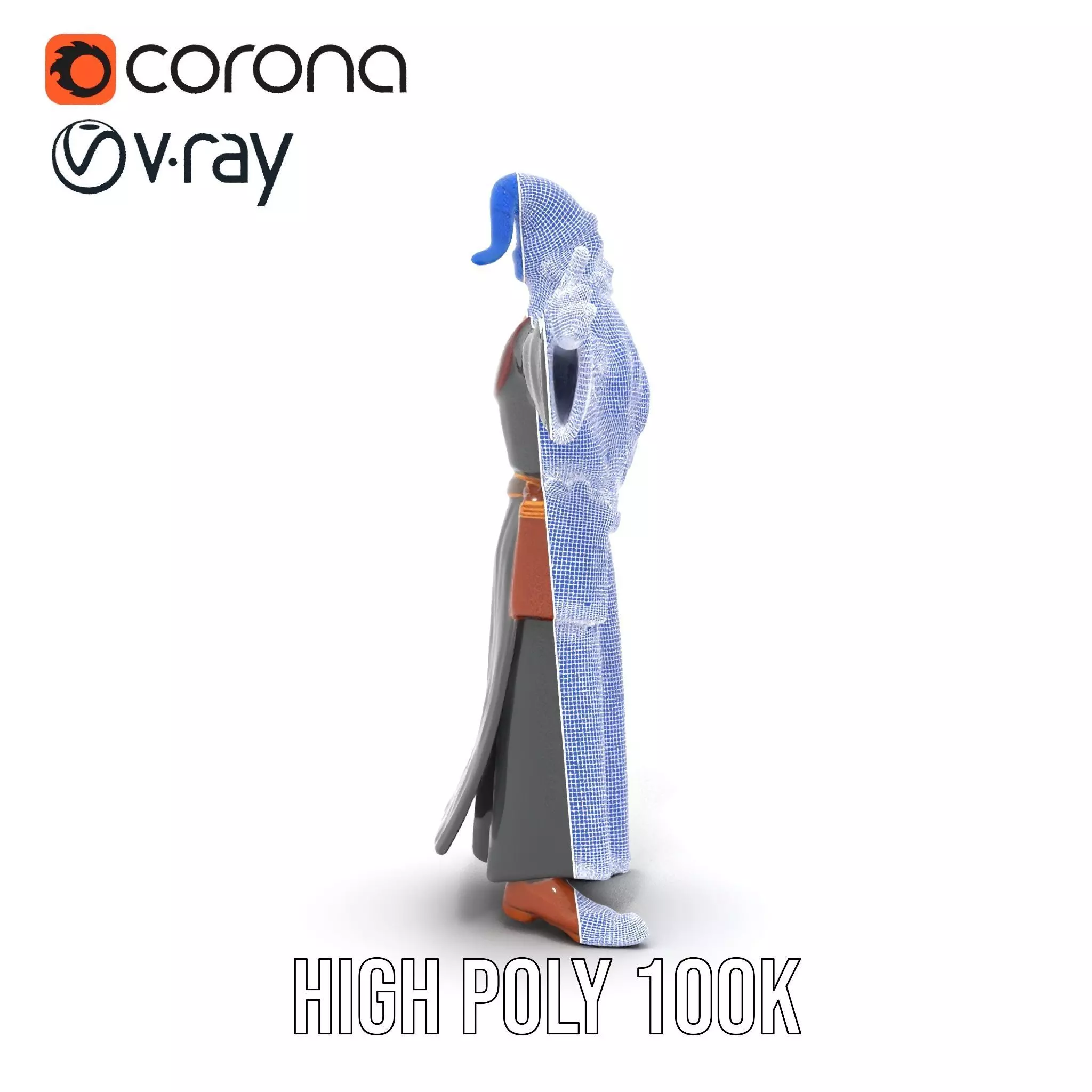 Wizard Character Model Pack with Extended Arms and Beard Low-poly 3D model_34