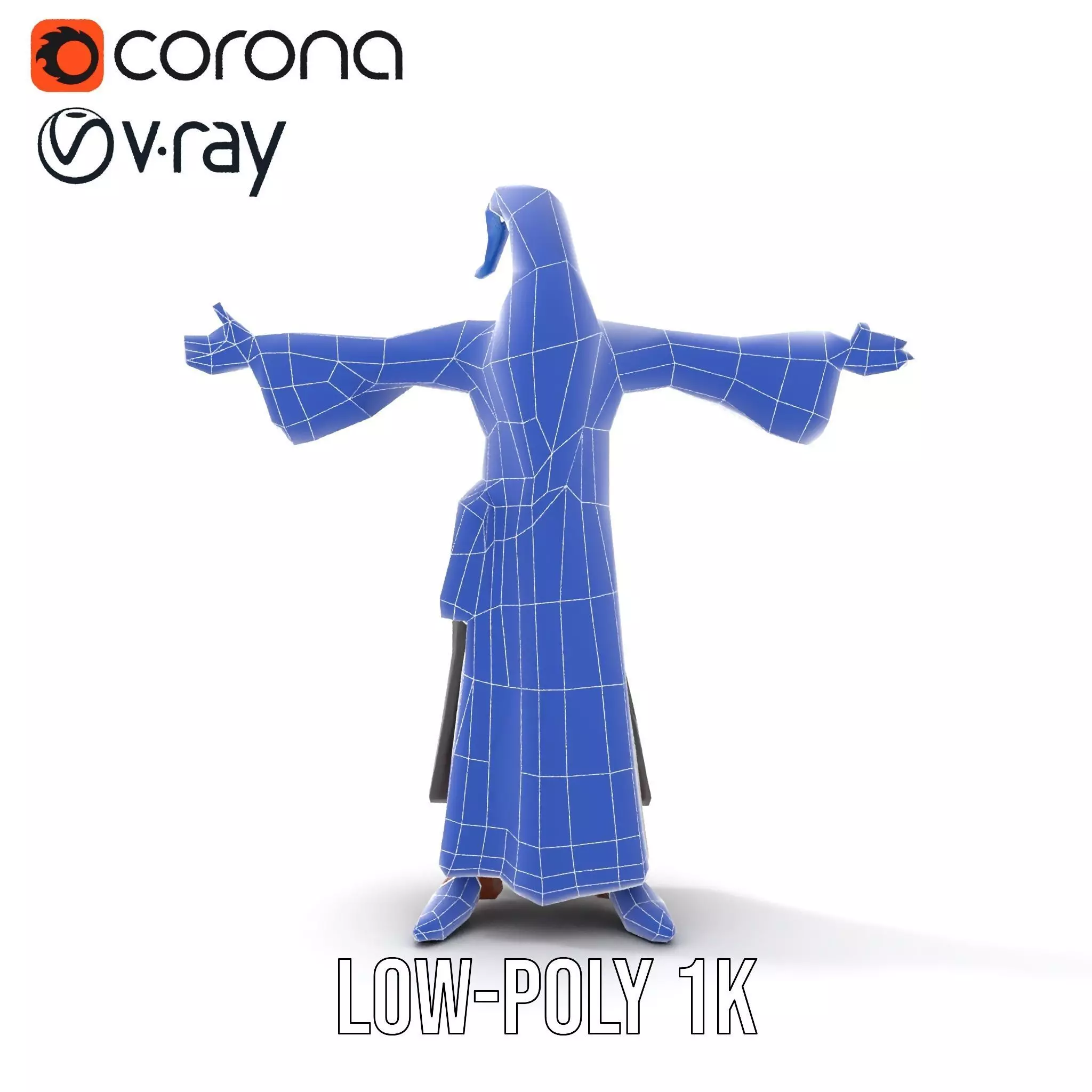 Wizard Character Model Pack with Extended Arms and Beard Low-poly 3D model_25