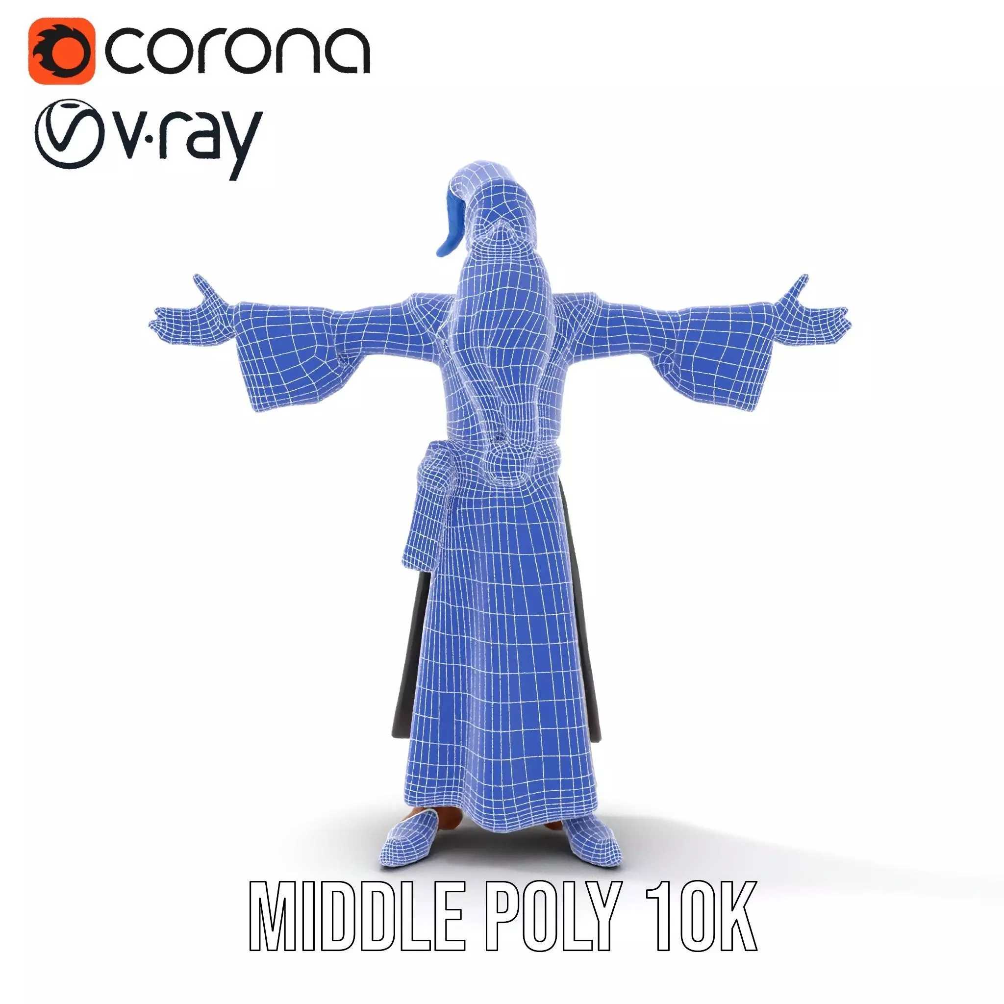 Wizard Character Model Pack with Extended Arms and Beard Low-poly 3D model_27