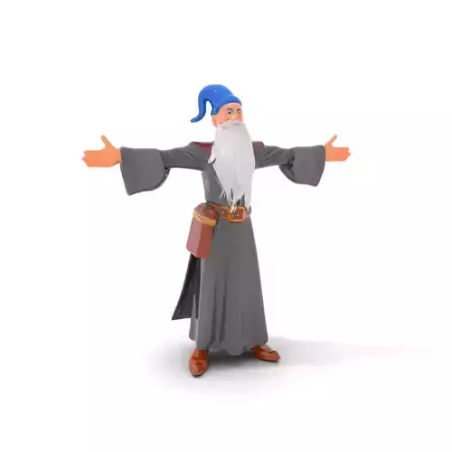 Wizard Character Model Pack with Extended Arms and Beard Low-poly 3D model