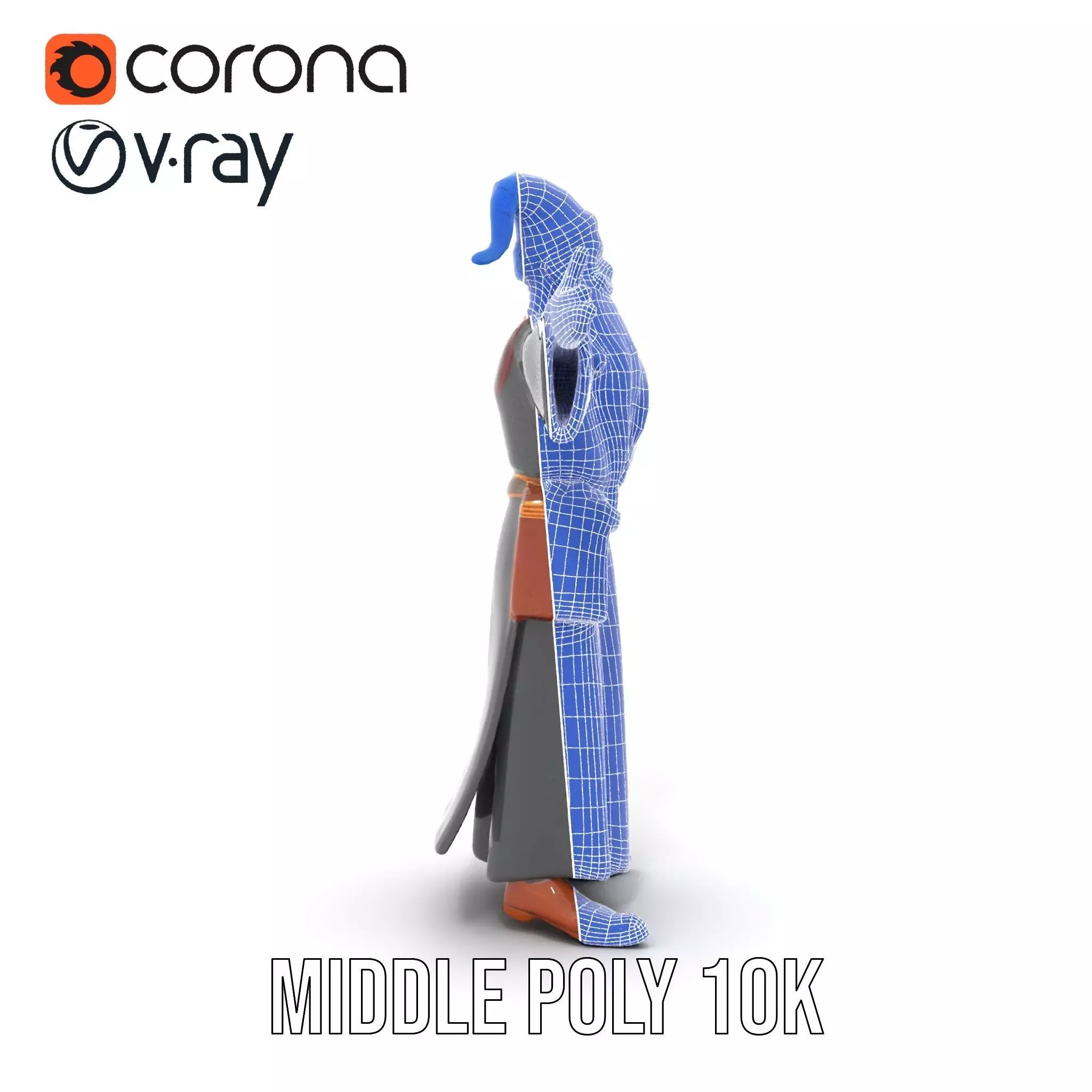 Wizard Character Model Pack with Extended Arms and Beard Low-poly 3D model_24