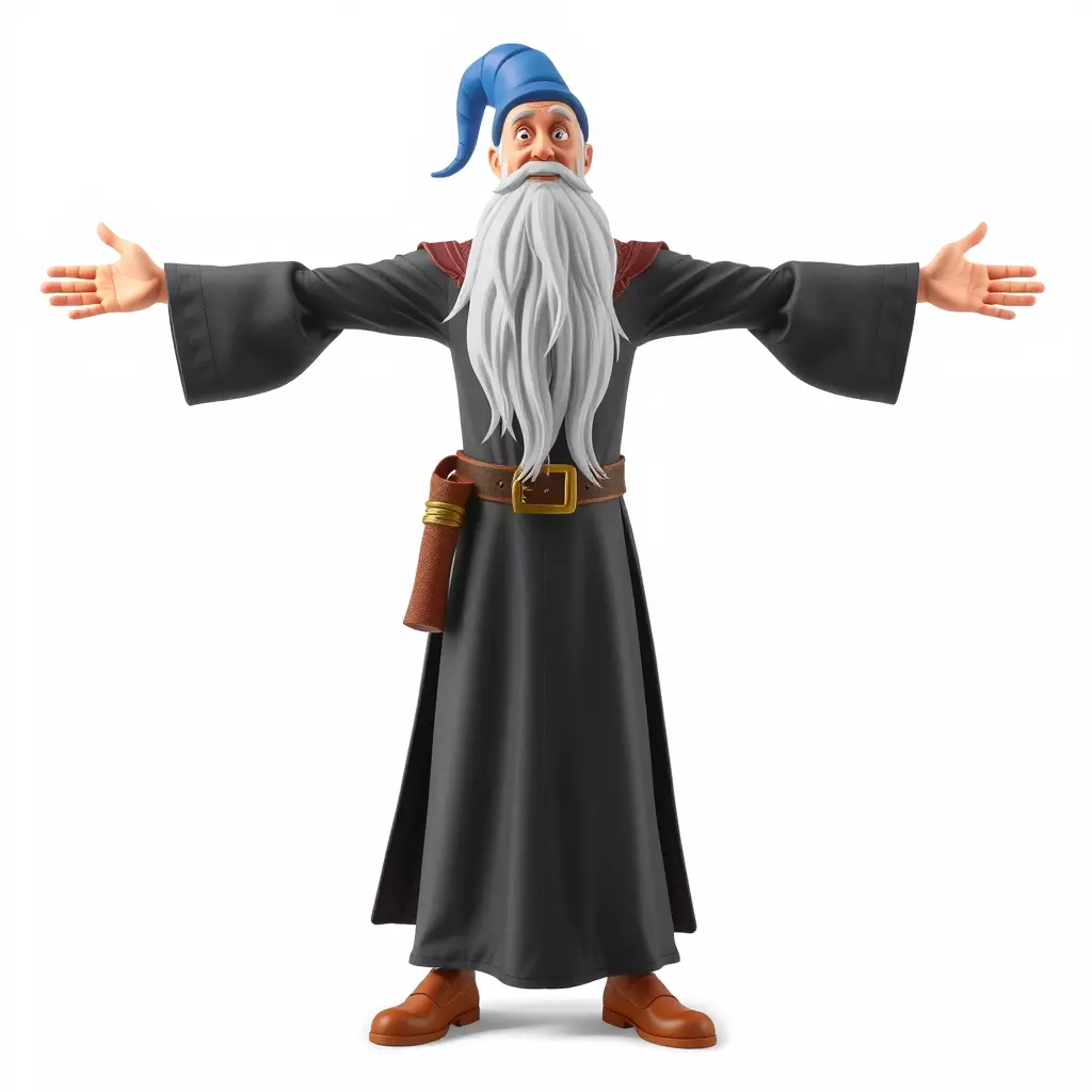 Wizard Character Model Pack with Extended Arms and Beard Low-poly 3D model_2