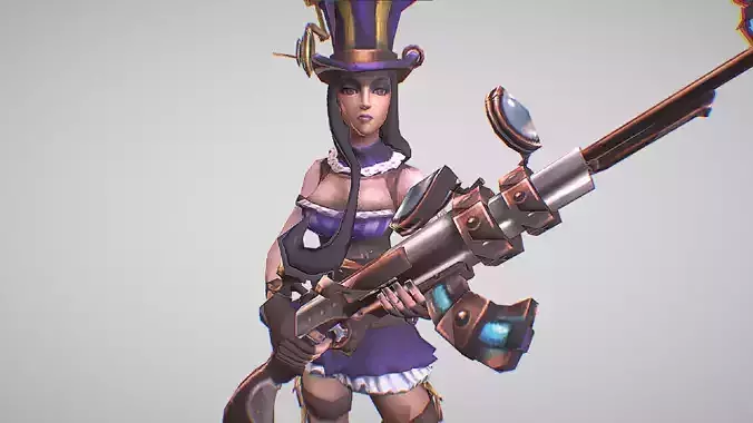 Caitlyn - League Of Legends - All 6 Skins Included Low-poly 3D model