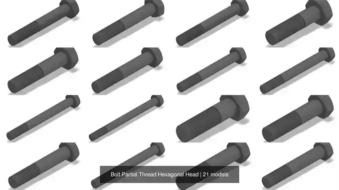 Bolt Partial Thread Hexagonal Head 3D Model Collection