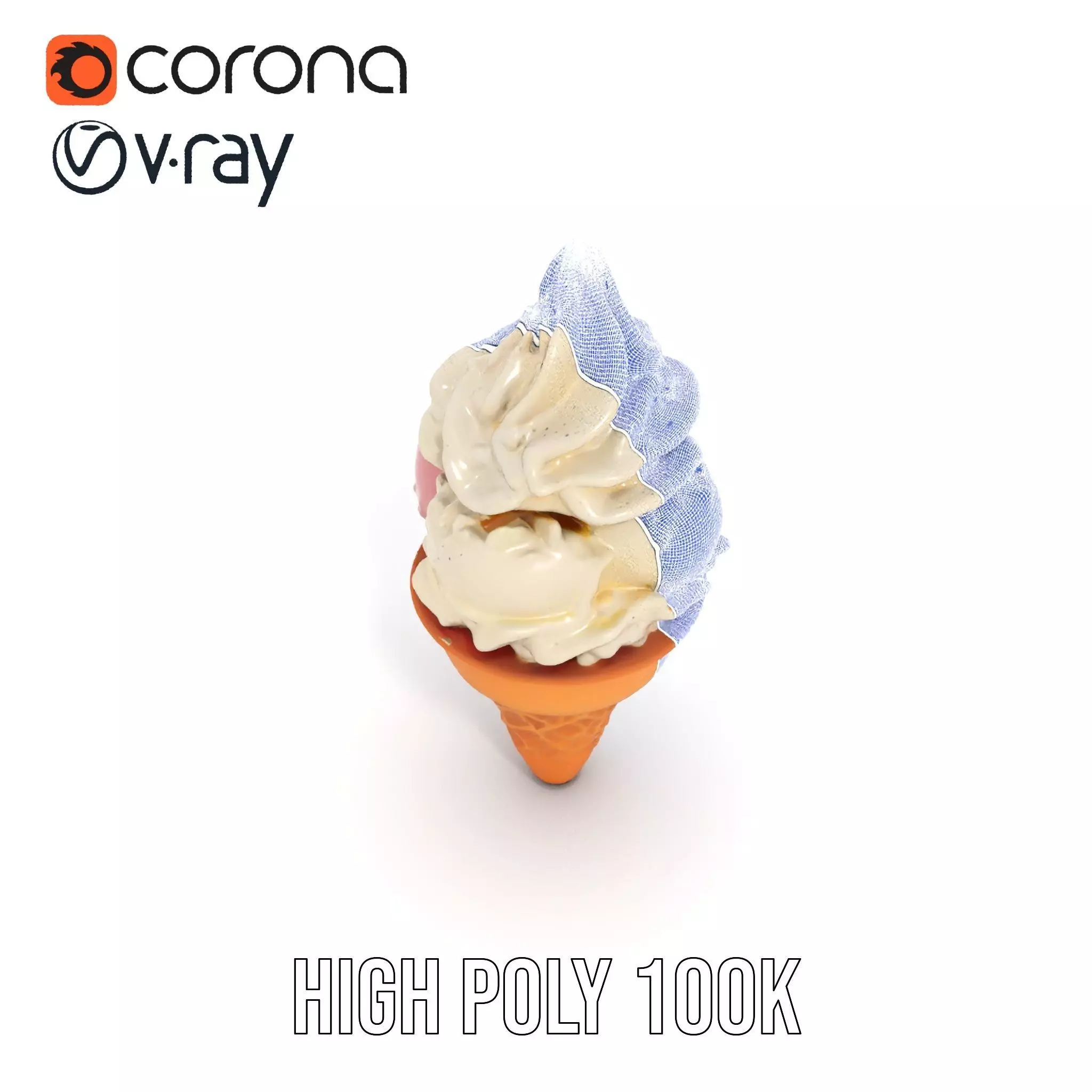 Ice Cream Cone with Scoops Model Pack Low-poly 3D model_33